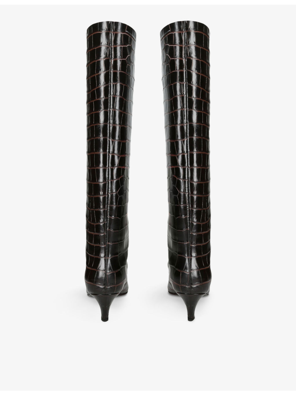 The Wide Shaft crocodile-embossed leather heeled boots - 3
