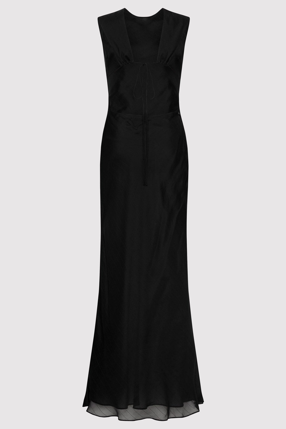 Pinstripe Silk Maxi Dress - Black - 9