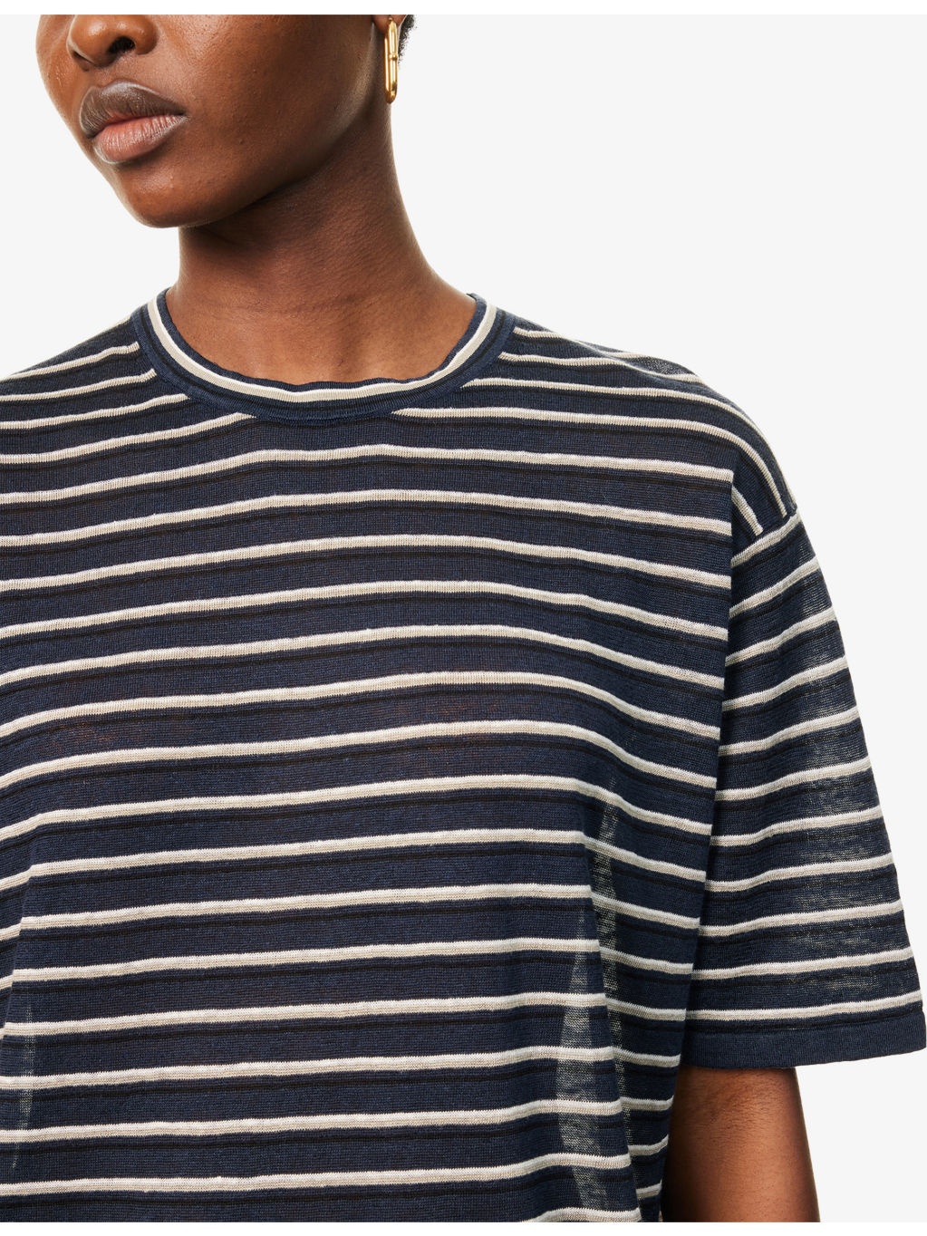 Striped Boyfriend Linen-Blend Knitted T-Shirt - 5