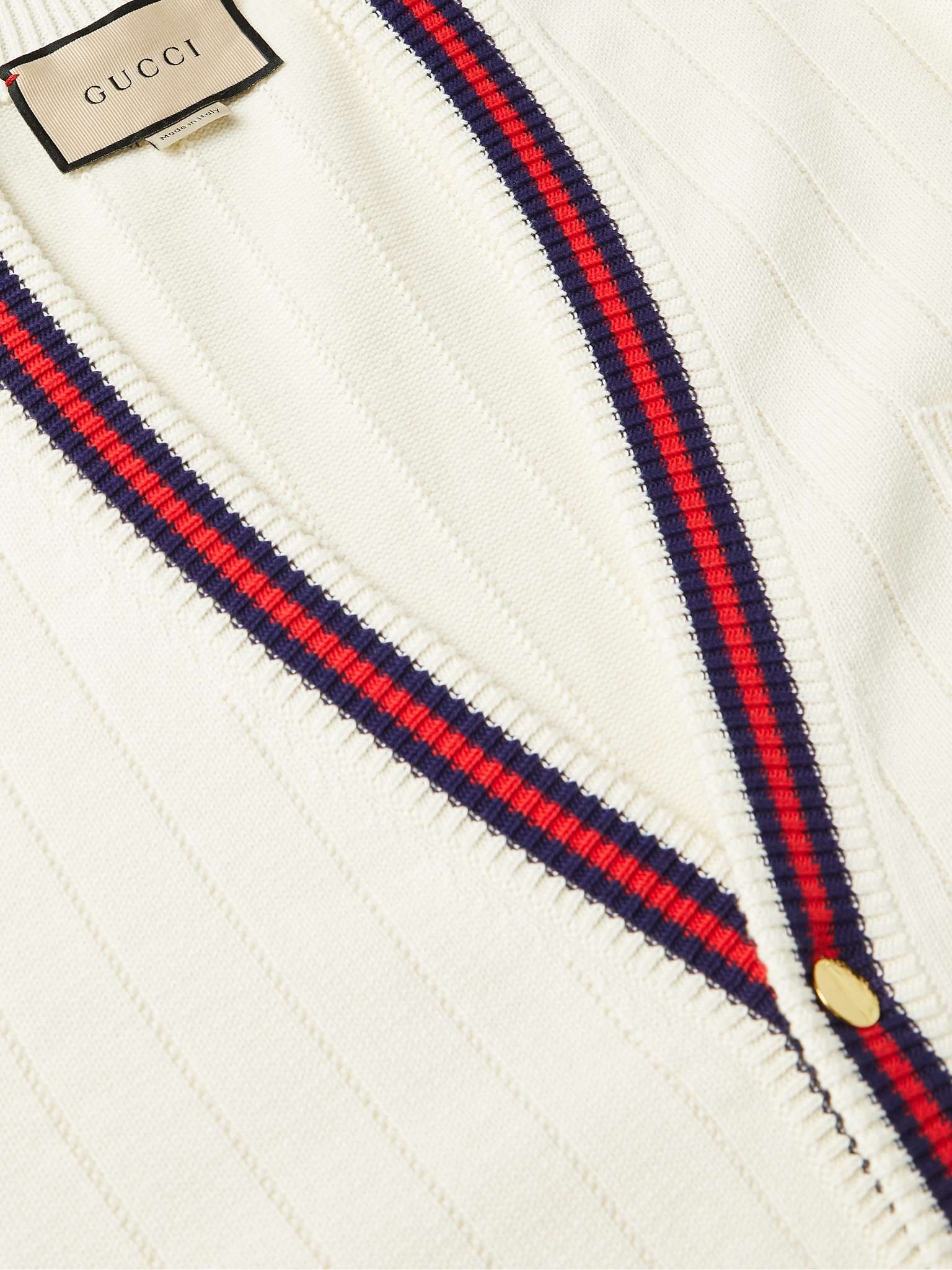 Logo-Appliquéd Striped Ribbed Cotton Cardigan - 5