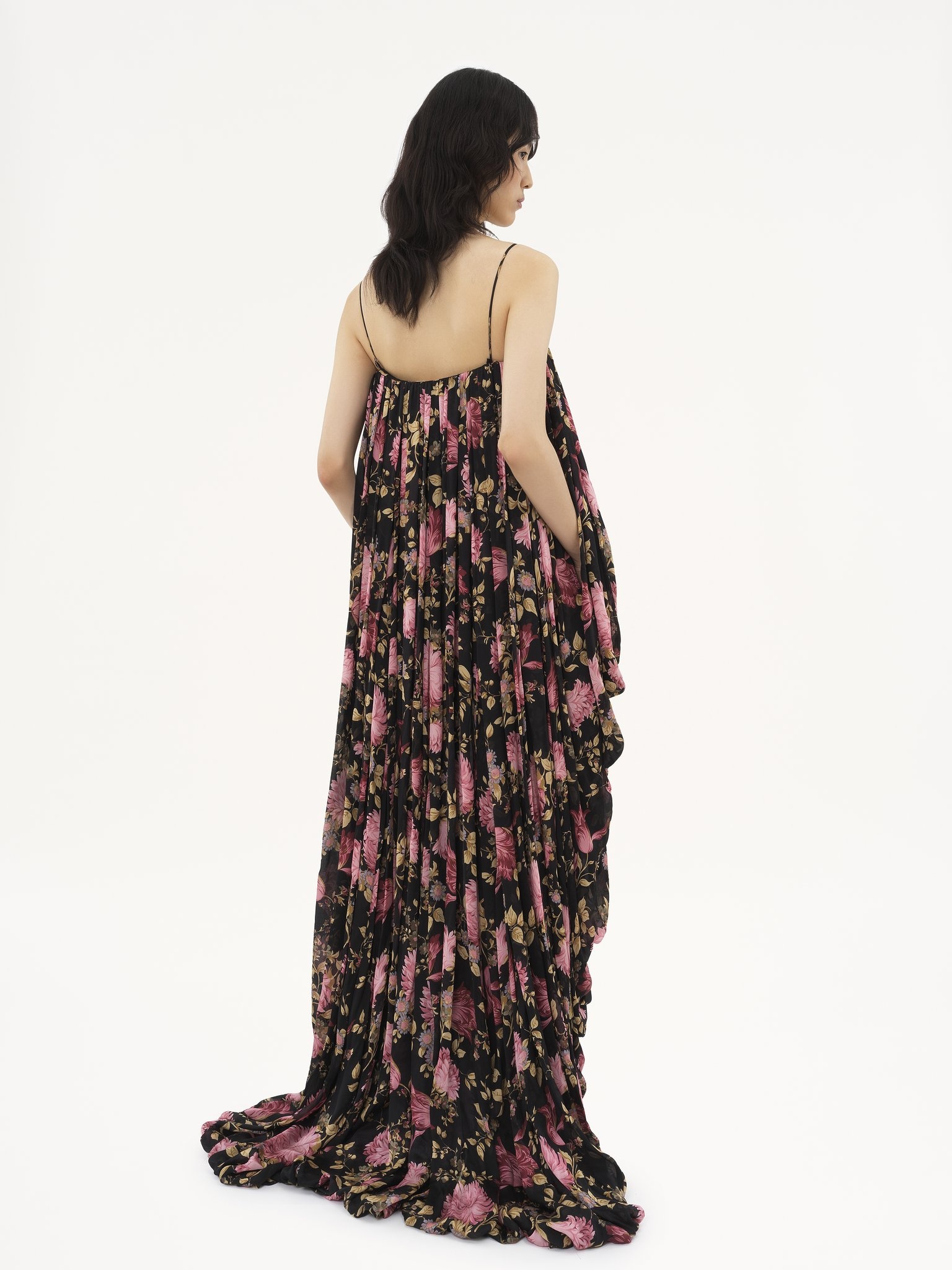 HIGH-LOW SLEEVELESS JUMPSUIT IN SILK CHARMEUSE - 5