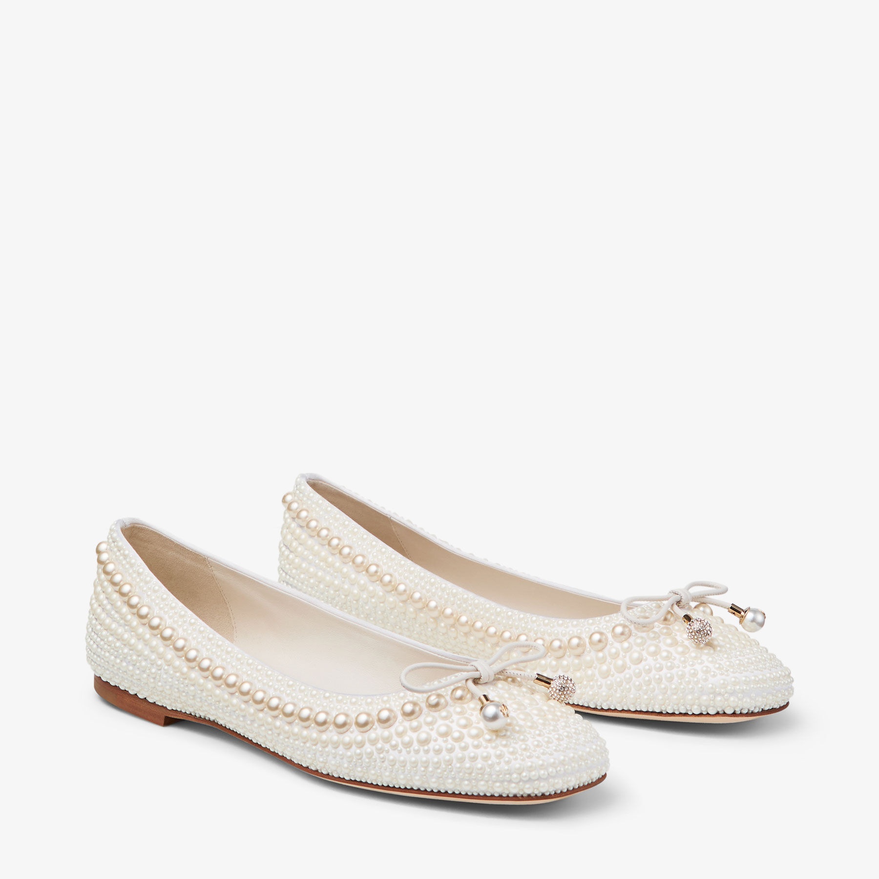 Elme Flat
White Satin Pearl Flats - 2