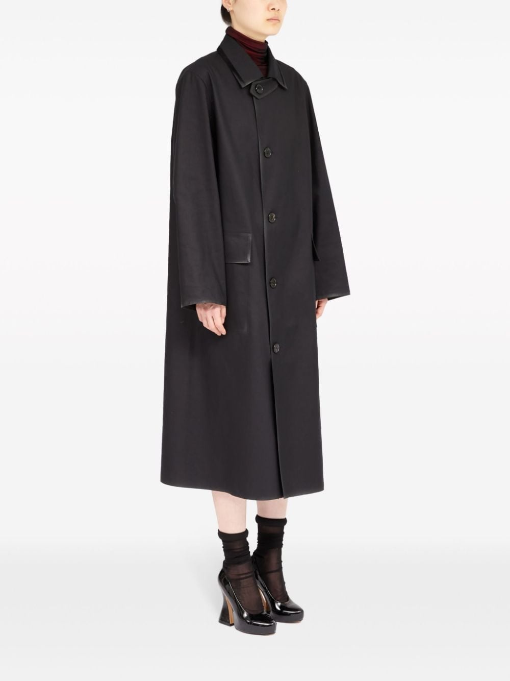 coated cotton single-breasted coat - 3