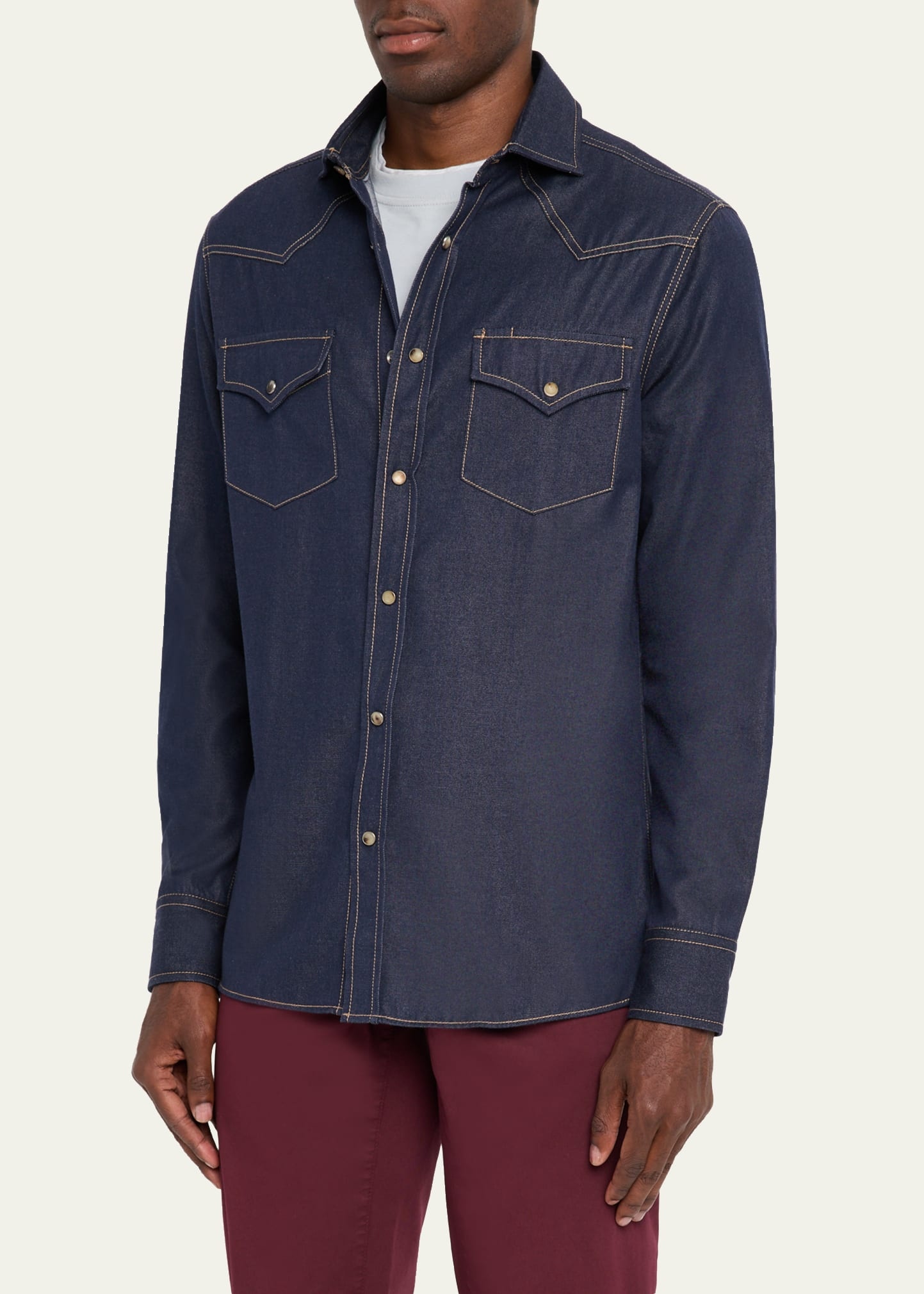 Men's Denim Snap-Front Western Shirt - 4