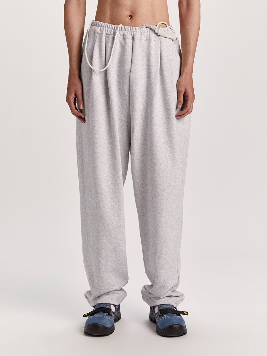 Pleats Sweat Pants Light Melange - 3
