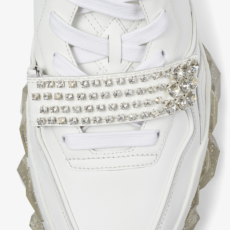 Diamond X Strap/M
X White Calf Leather Low Top Trainers with Crystal Strap 6