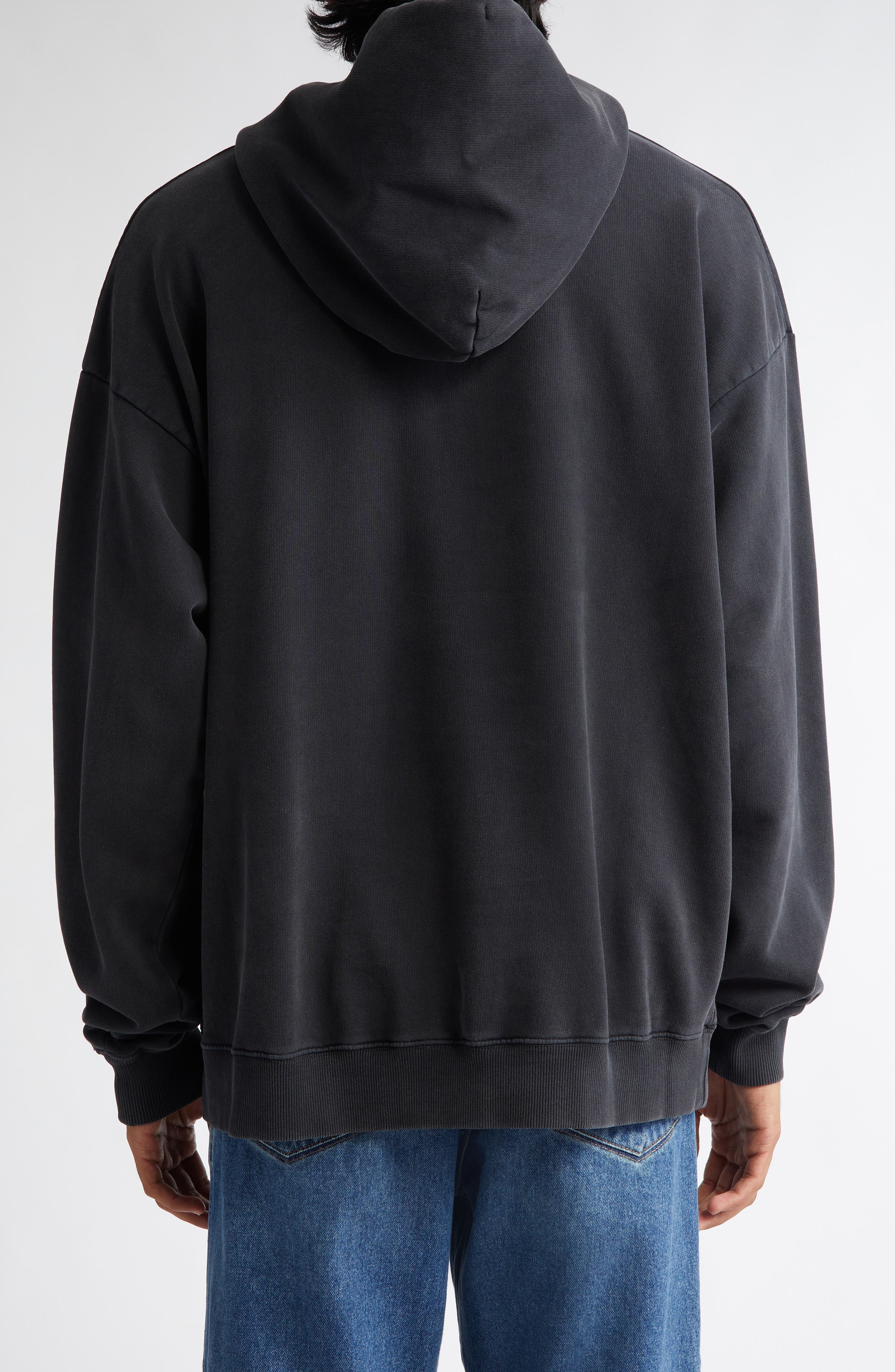 Martine Rose Upside Down Logo Classic Cotton Jersey Hoodie in Black Washed Rose Black at Nordstrom - 3