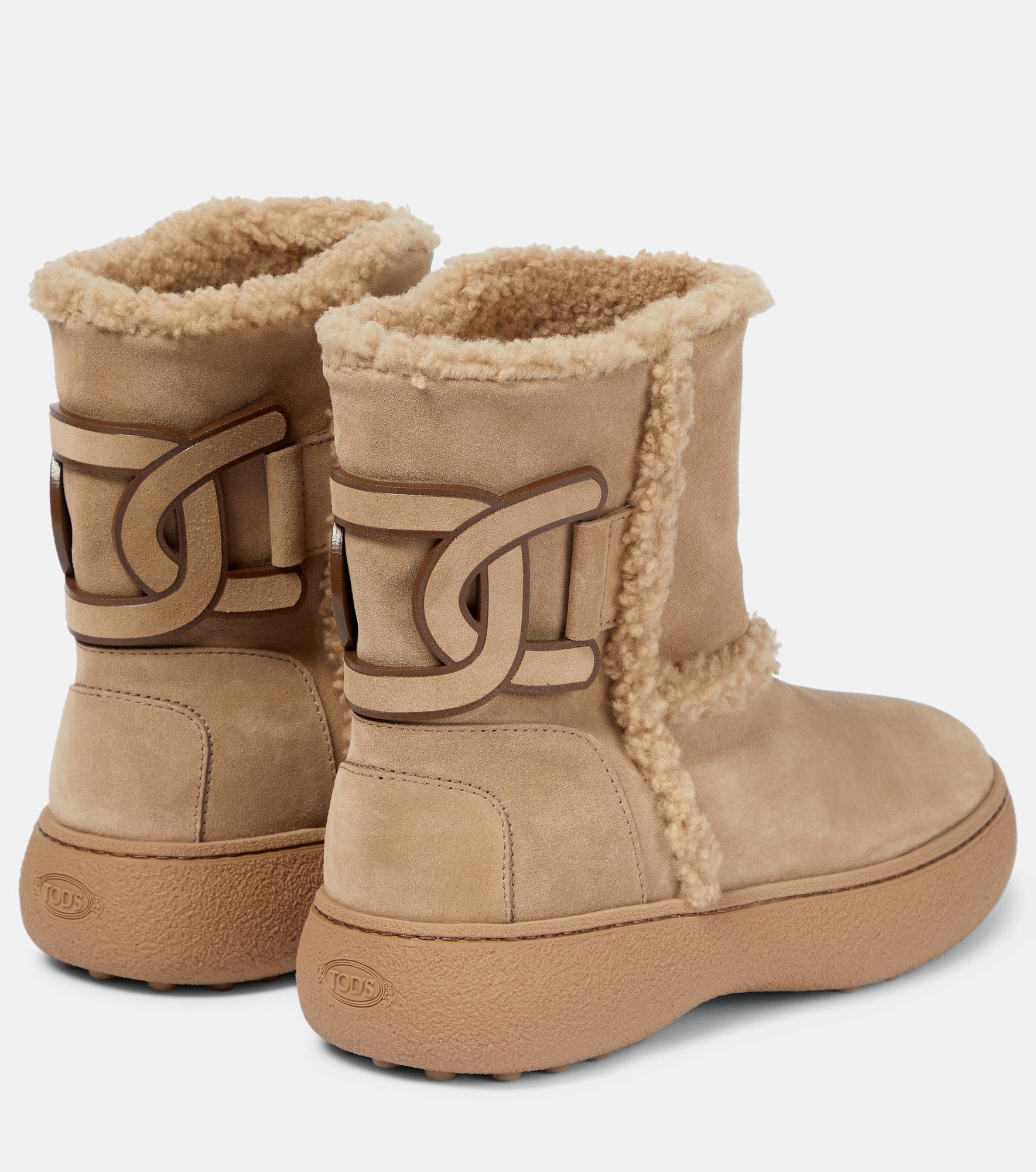 Suede and shearling ankle boots - 3