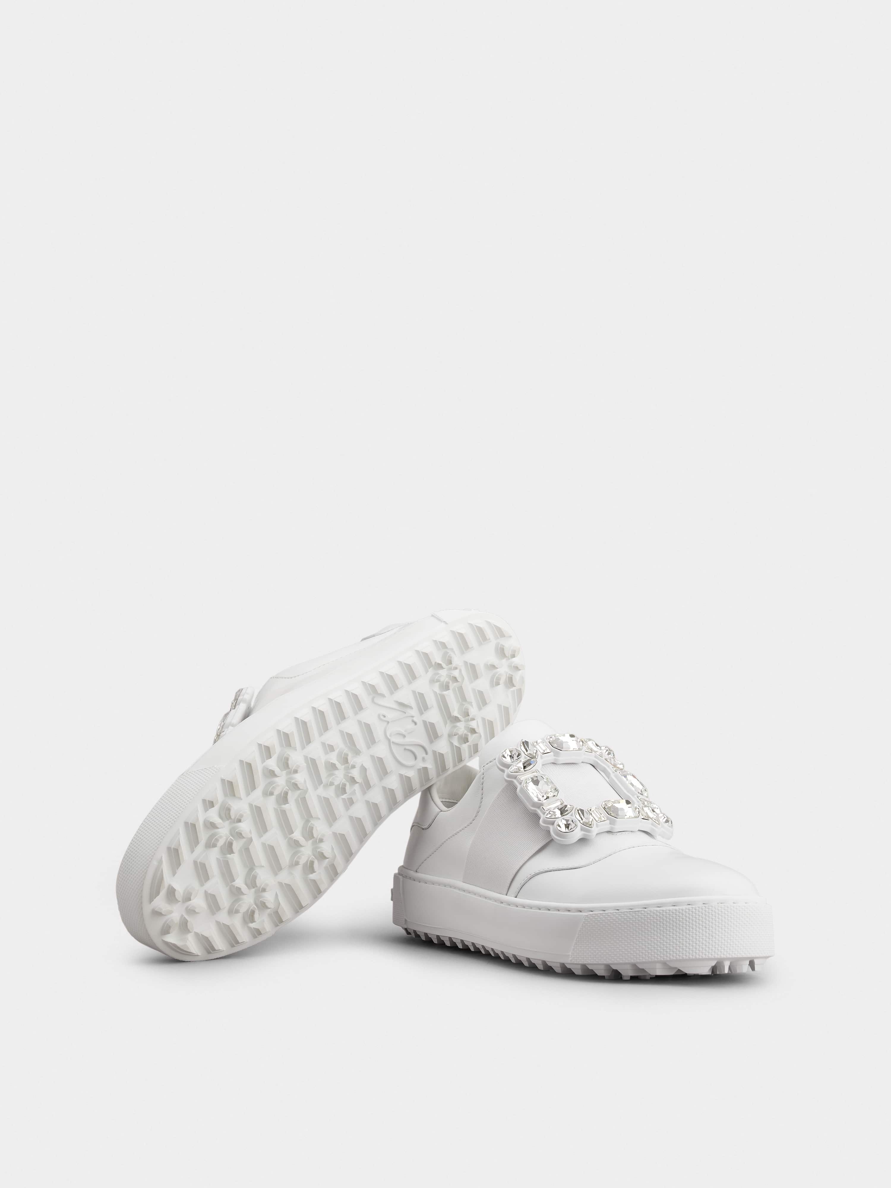 Very Vivier Strass Buckle Sneakers in Leather - 6