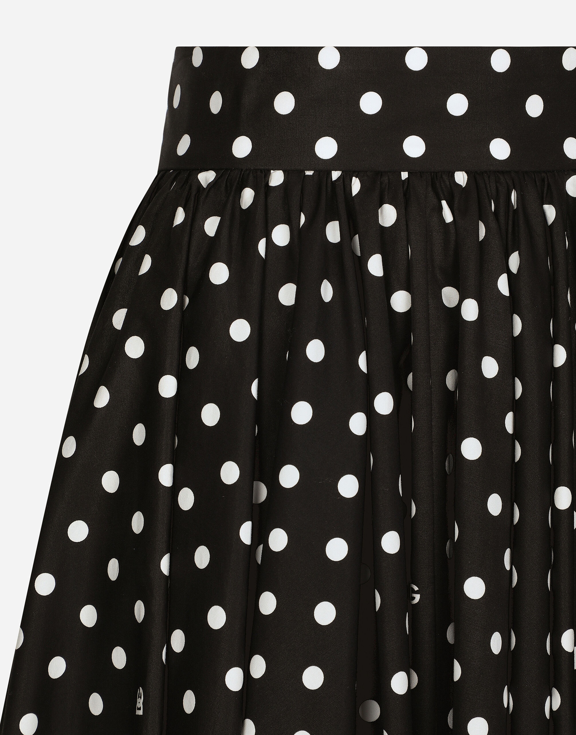 Cotton calf-length circle skirt with polka-dot print - 6