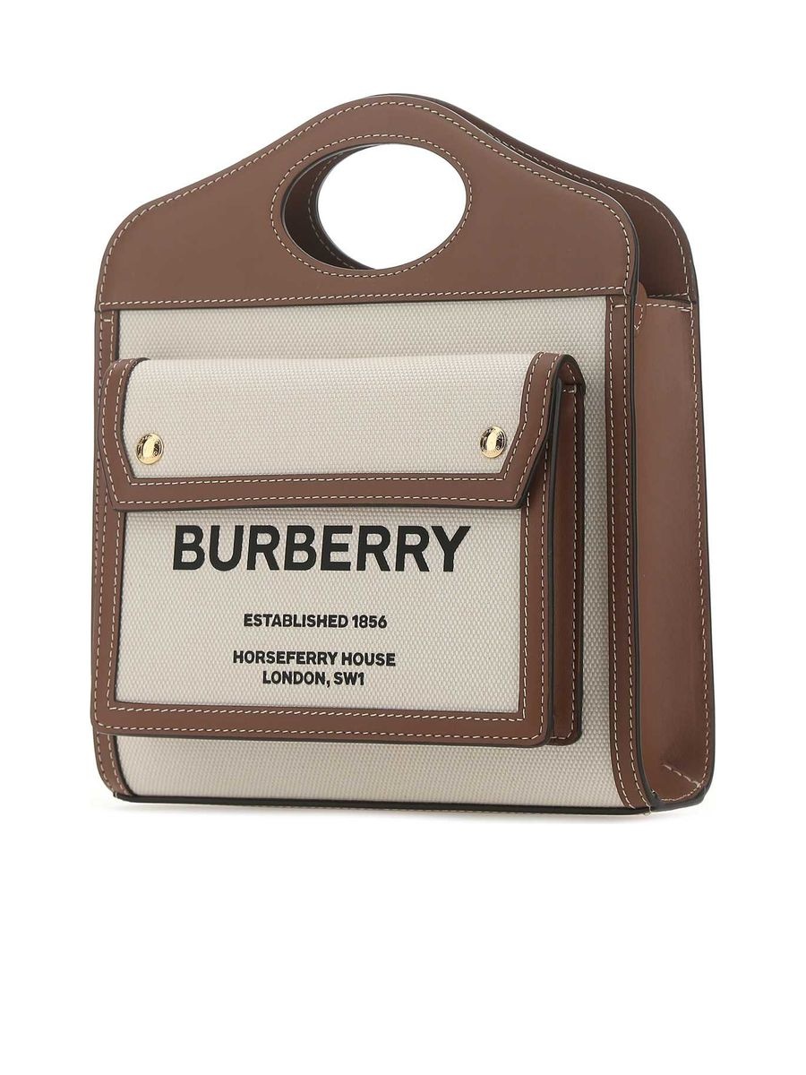 Twotone Canvas And Leather Mini Pocket Handbag - 2