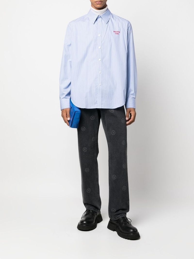 logo striped button-down shirt - 2