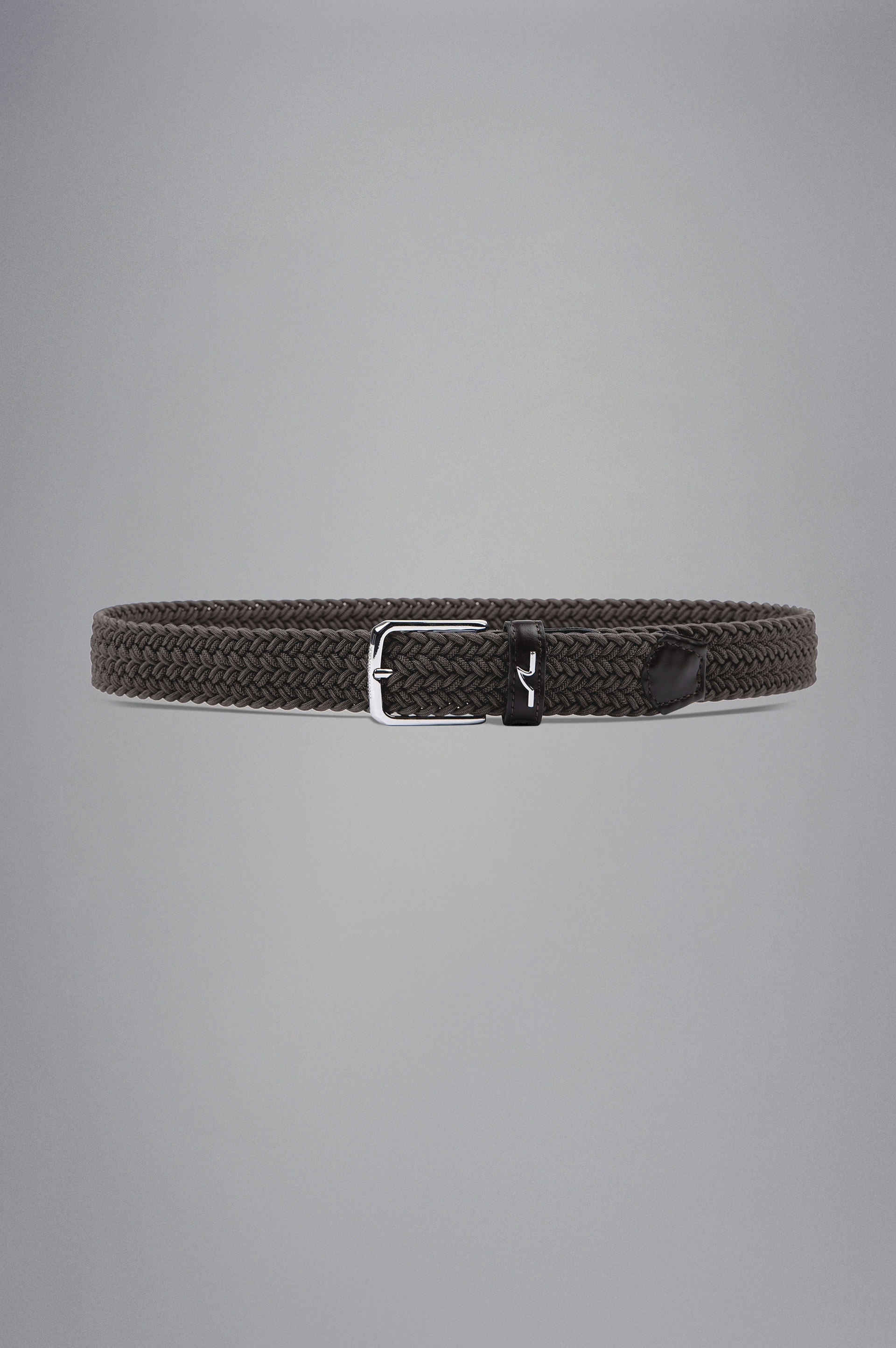 LEATHER TRIMMED WOVEN ELASTIC BELT - 1