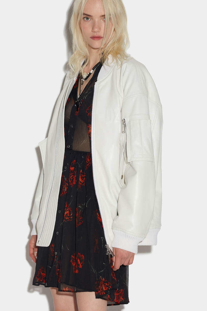 LEATHER OVER BOMBER JACKET - 3