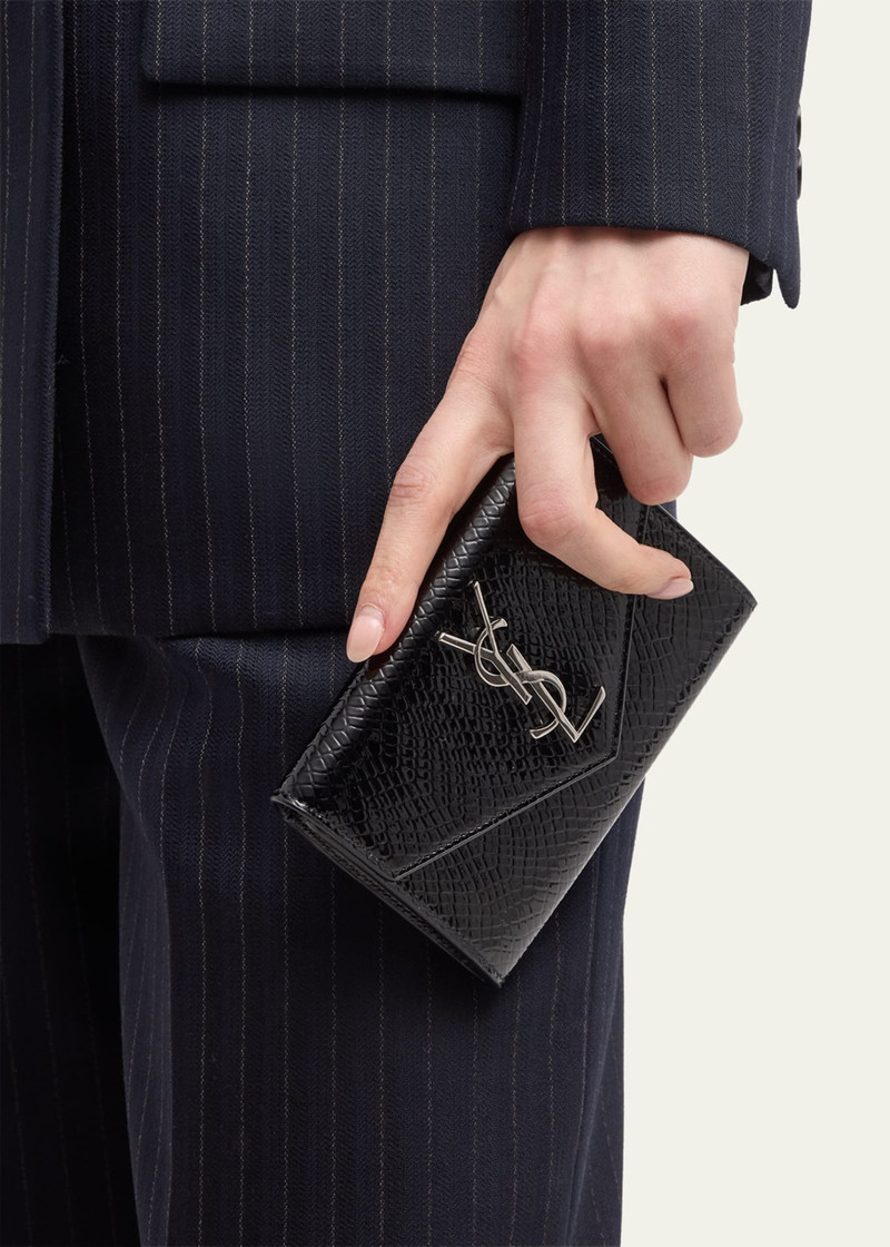 SAINT LAURENT Small YSL Flap Wallet in Python-Embossed Leather outlook