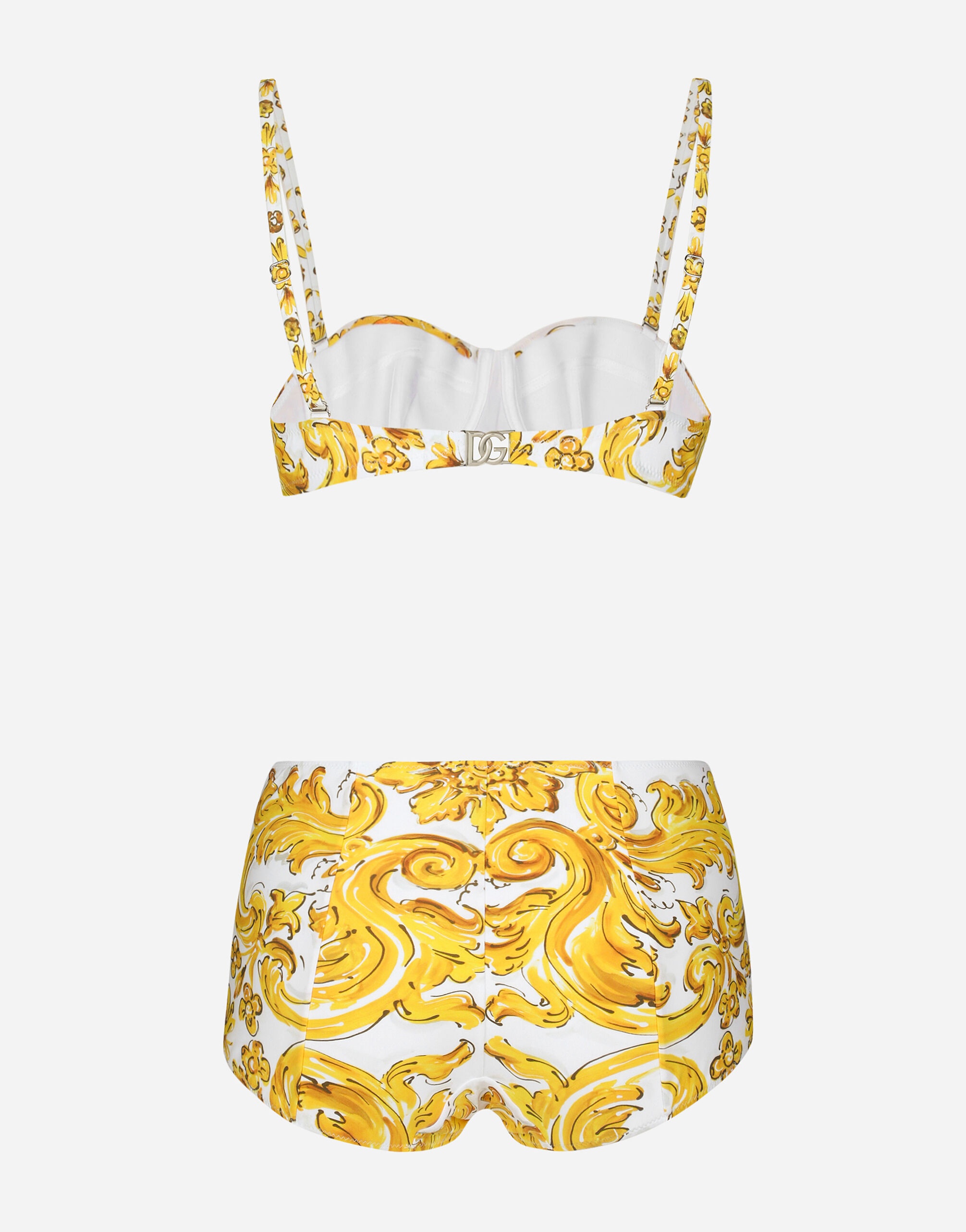 Majolica-print balconette bikini top and bottoms - 3