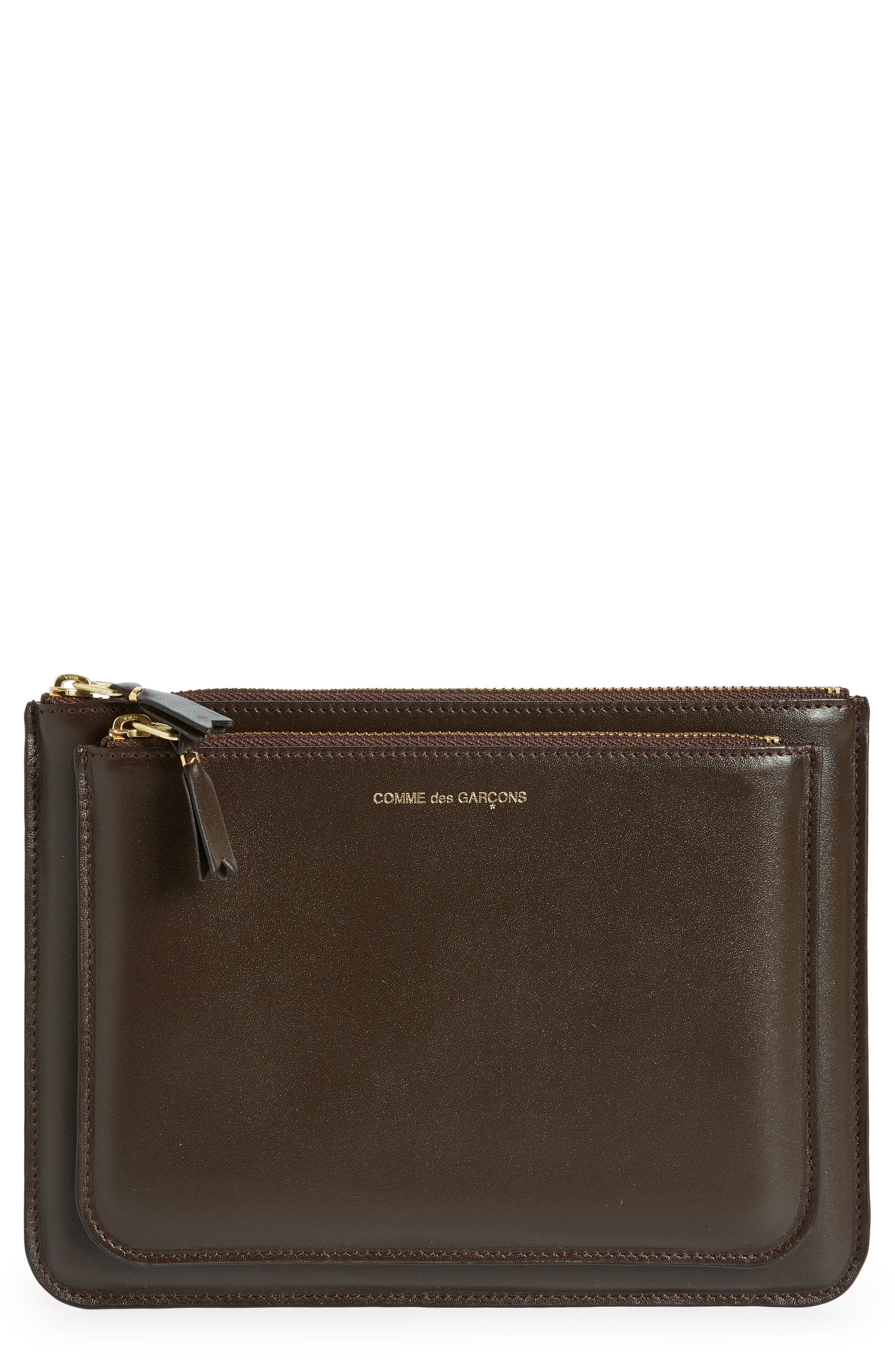 Outside Pocket Leather Zip Pouch - 1