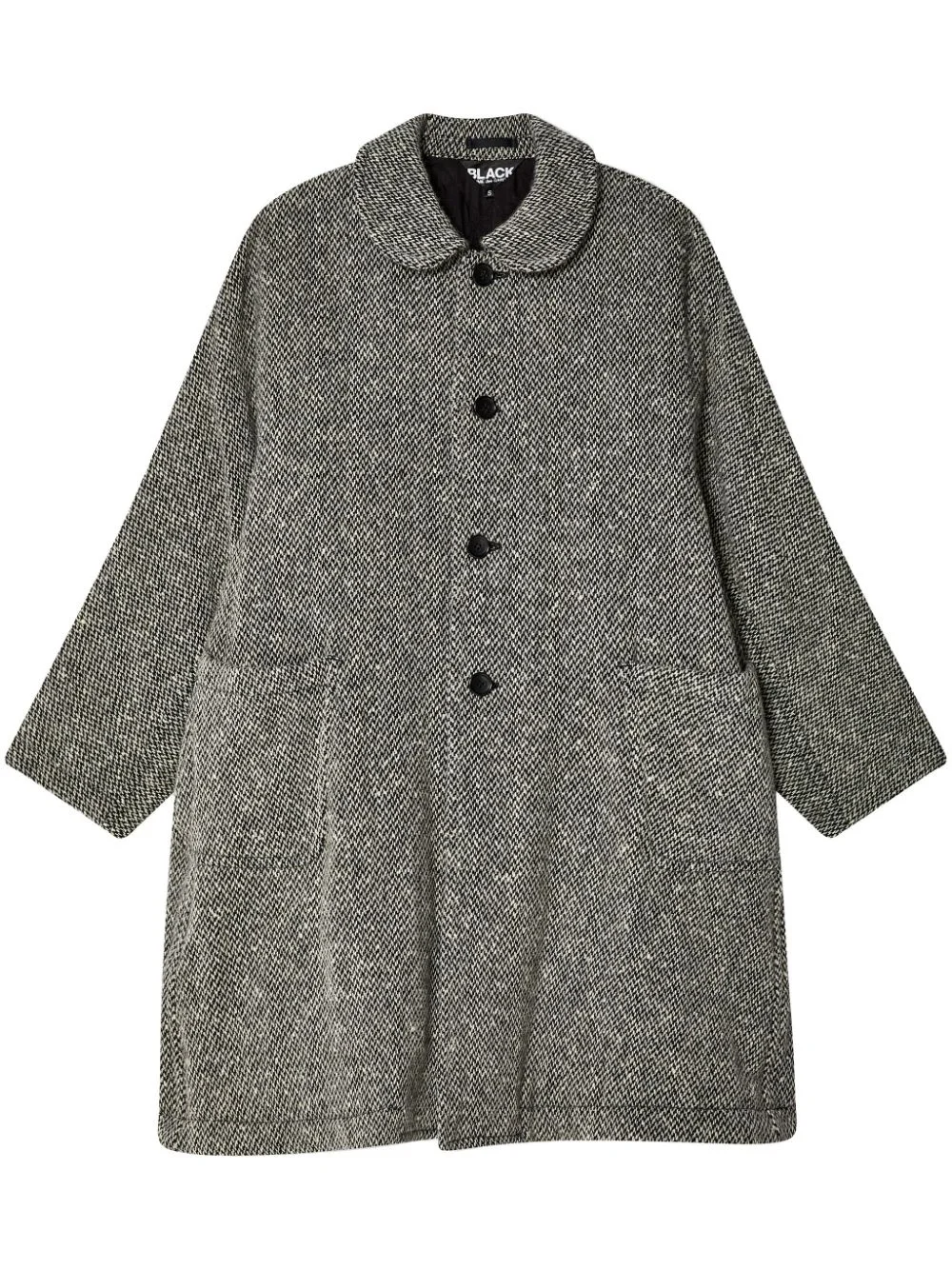 herringbone single breasted coat - 1