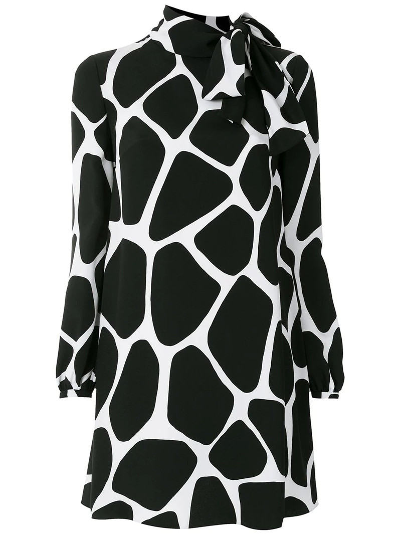 giraffe print silk mini dress 1