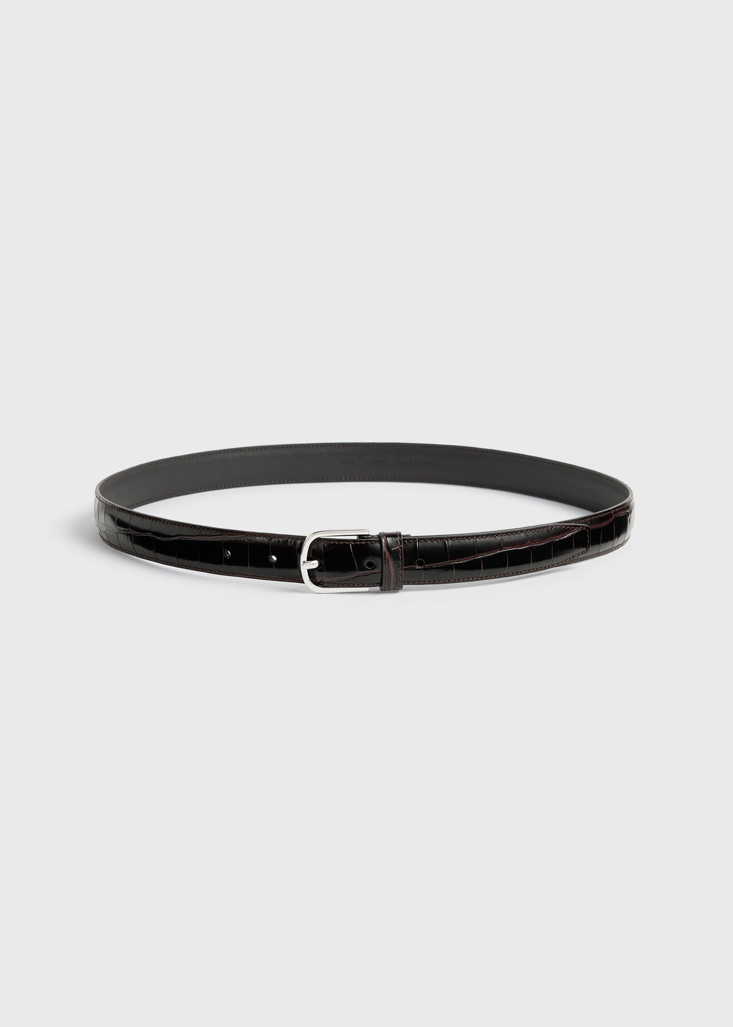 Slim croco-embossed belt chocolate - 4