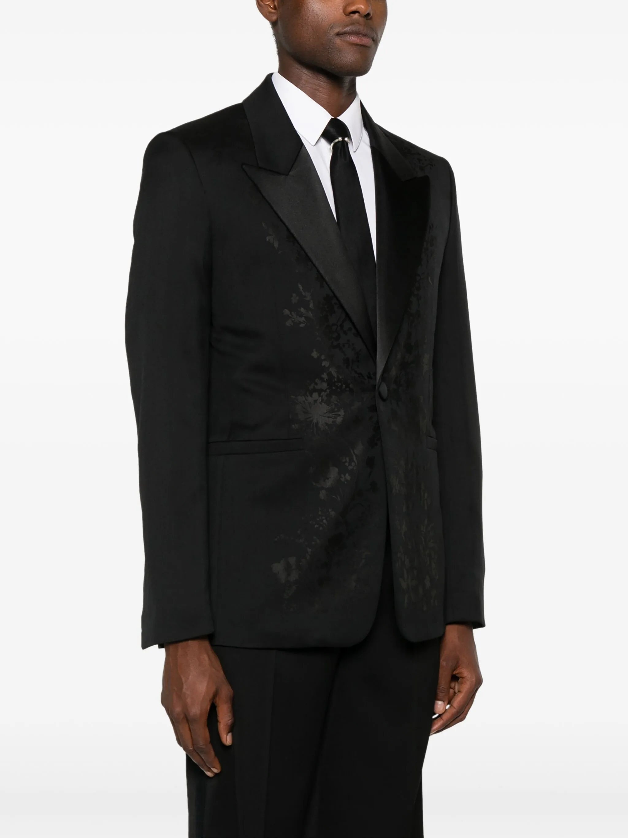 Floral-jacquard Single-breasted Blazer - 3