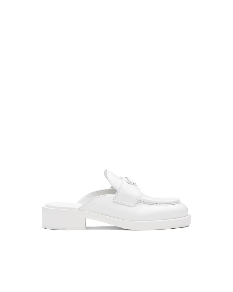 Prada Chocolate brushed leather mules outlook