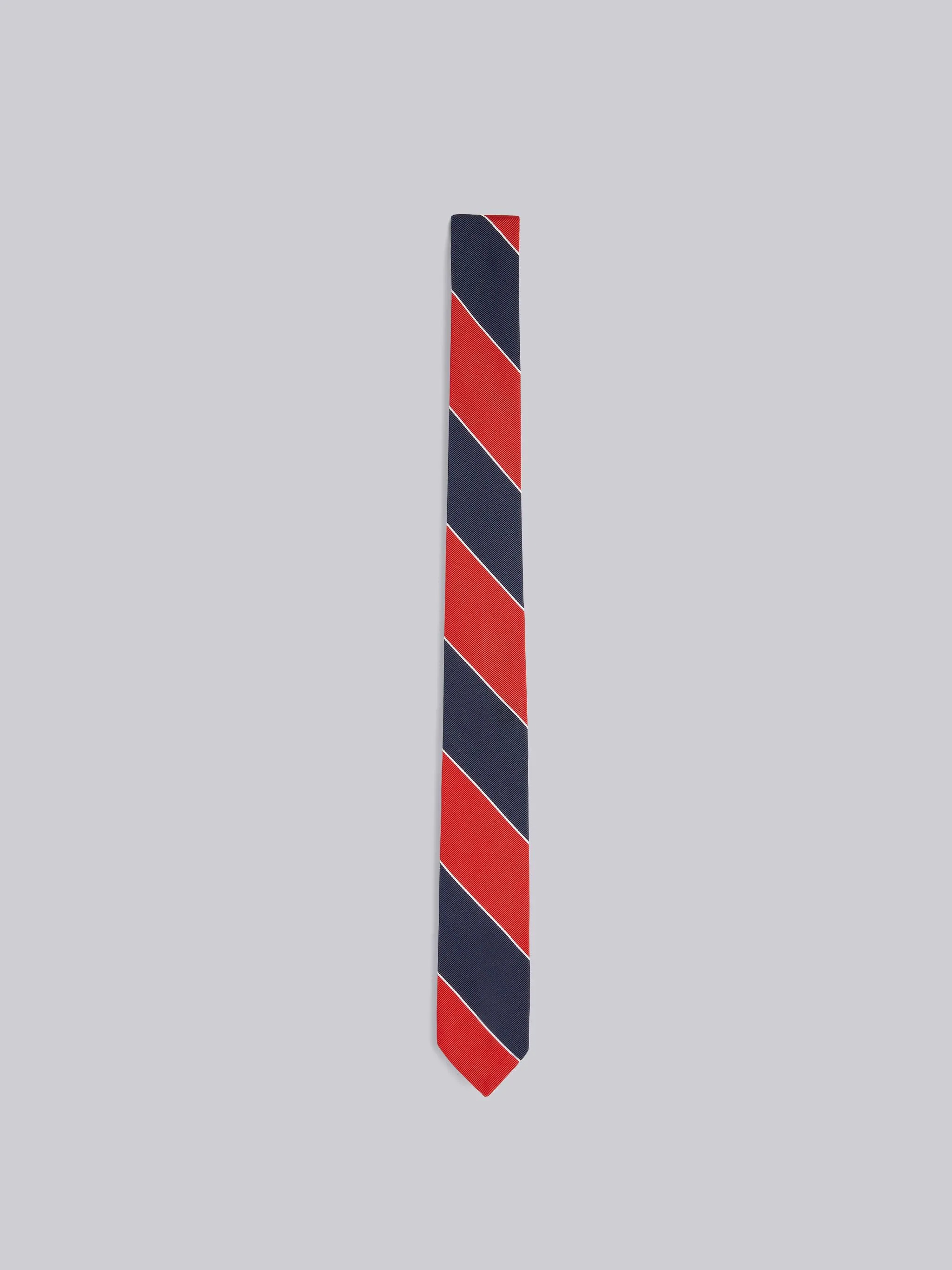 Tricolor Silk Cotton Awning Stripe Jacquard Tie - 1