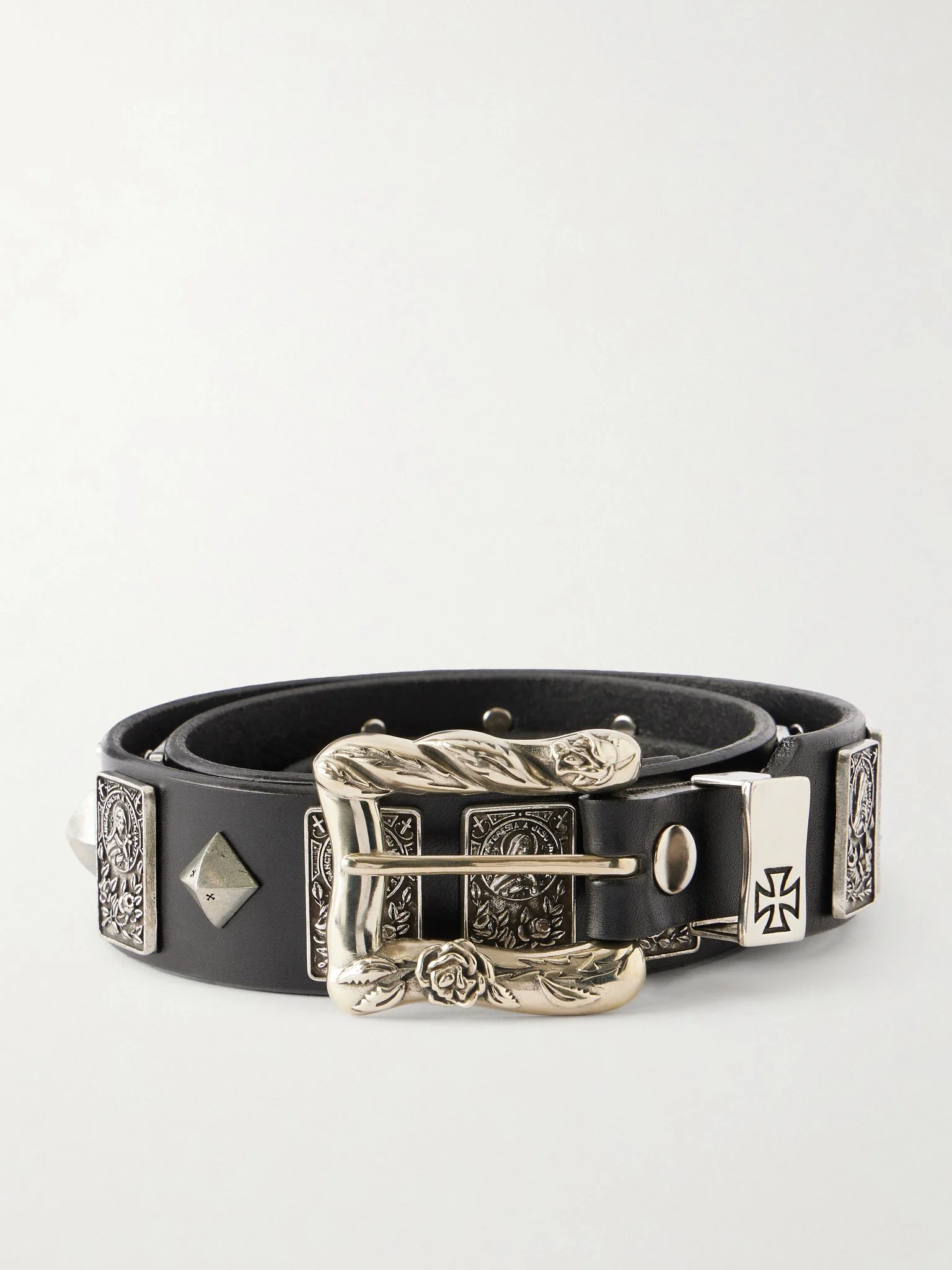 St.Teresa 6cm Studded Leather Belt Black - 1