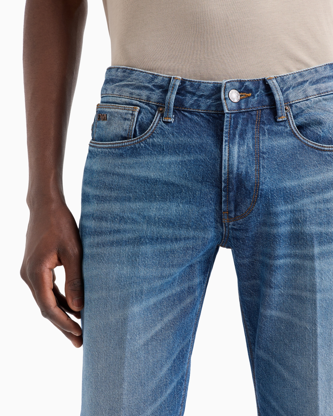 J06 Slim-fit, 12.2 oz stone-washed denim jeans with veining - 5