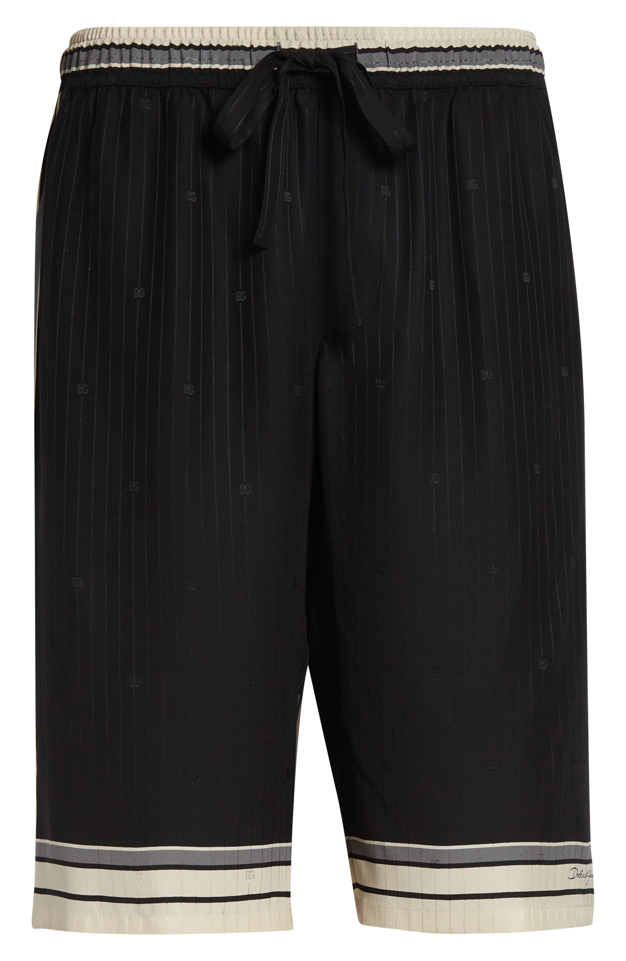 Dolce&Gabbana Logo & Stripe Vanity Silk Bermuda Shorts in Righe F.nero at Nordstrom - 1