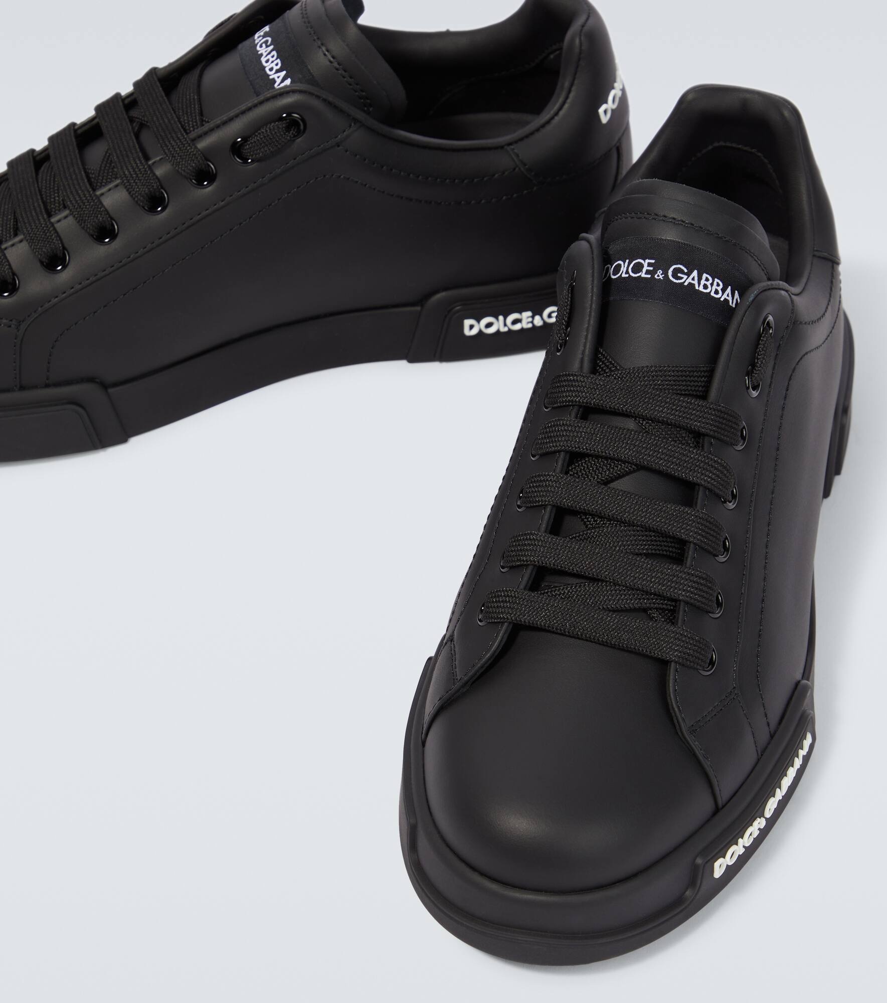 Logo leather sneakers - 3