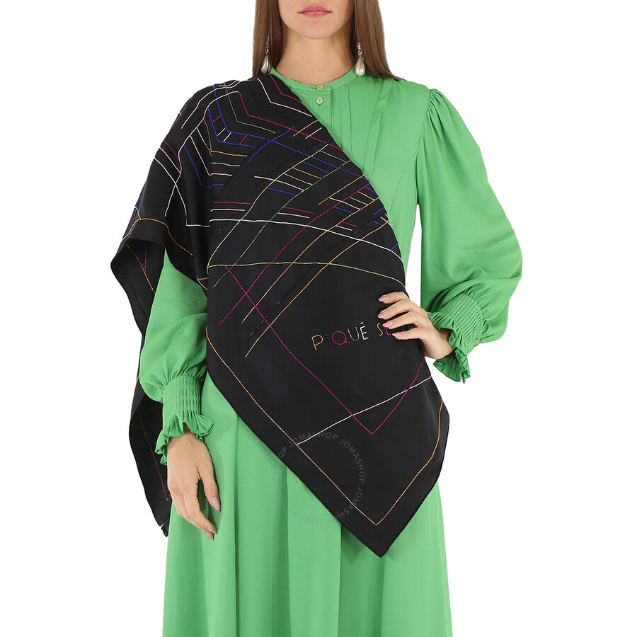Hermes Ladies Black Pique Sellier Perle Scarf - 2