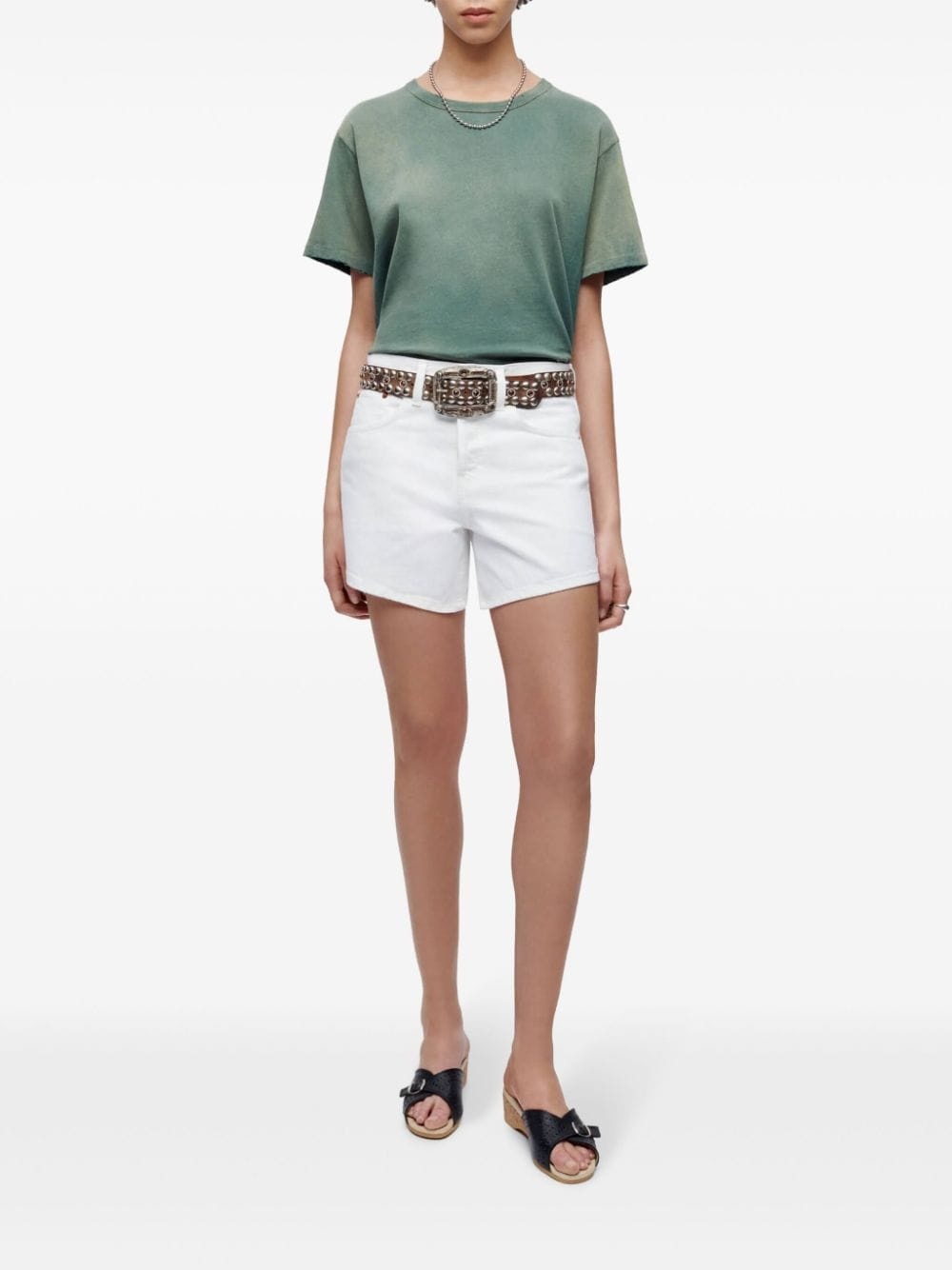 mid-rise denim shorts - 2