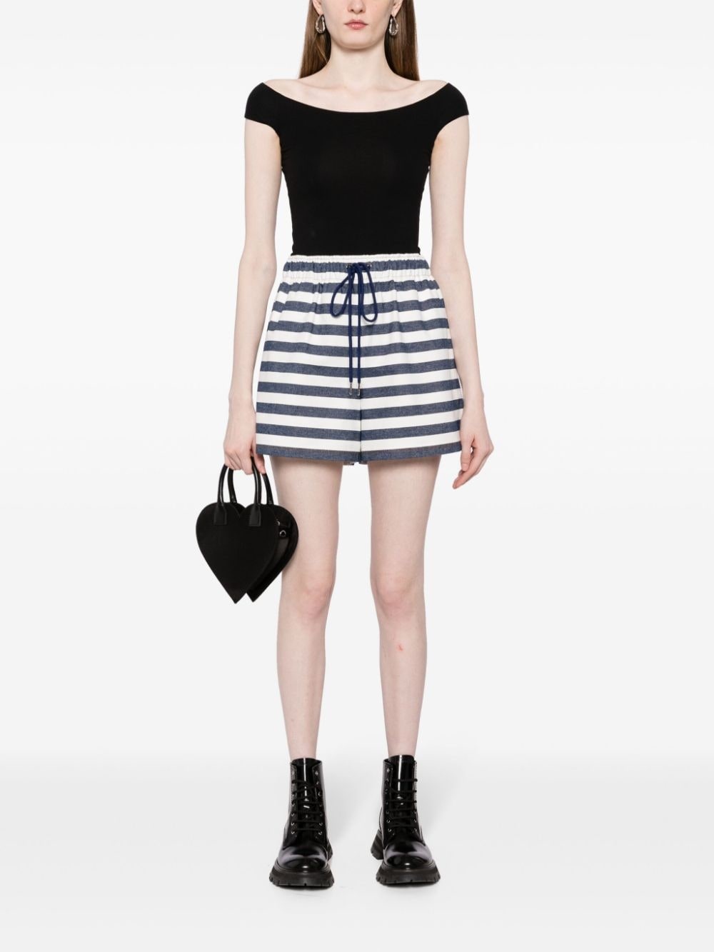 stripe-print drawstring shorts - 2