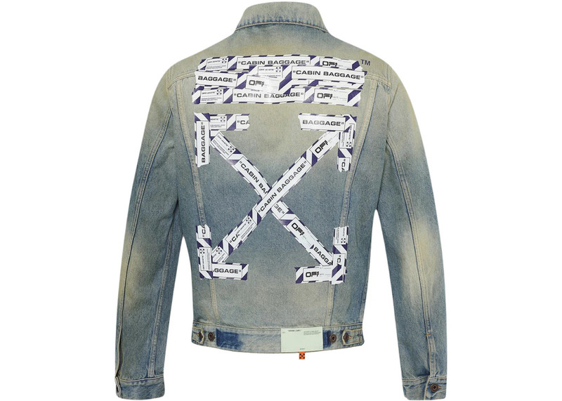 Off-White OFF-WHITE Airport Tape Denim Jacket Vintage Wash Multicolor outlook