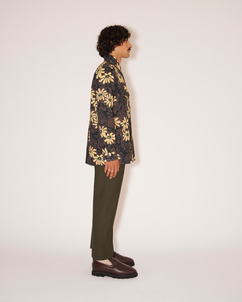 ZANDER - Cotton-linen oversized floral shirt - Black 3