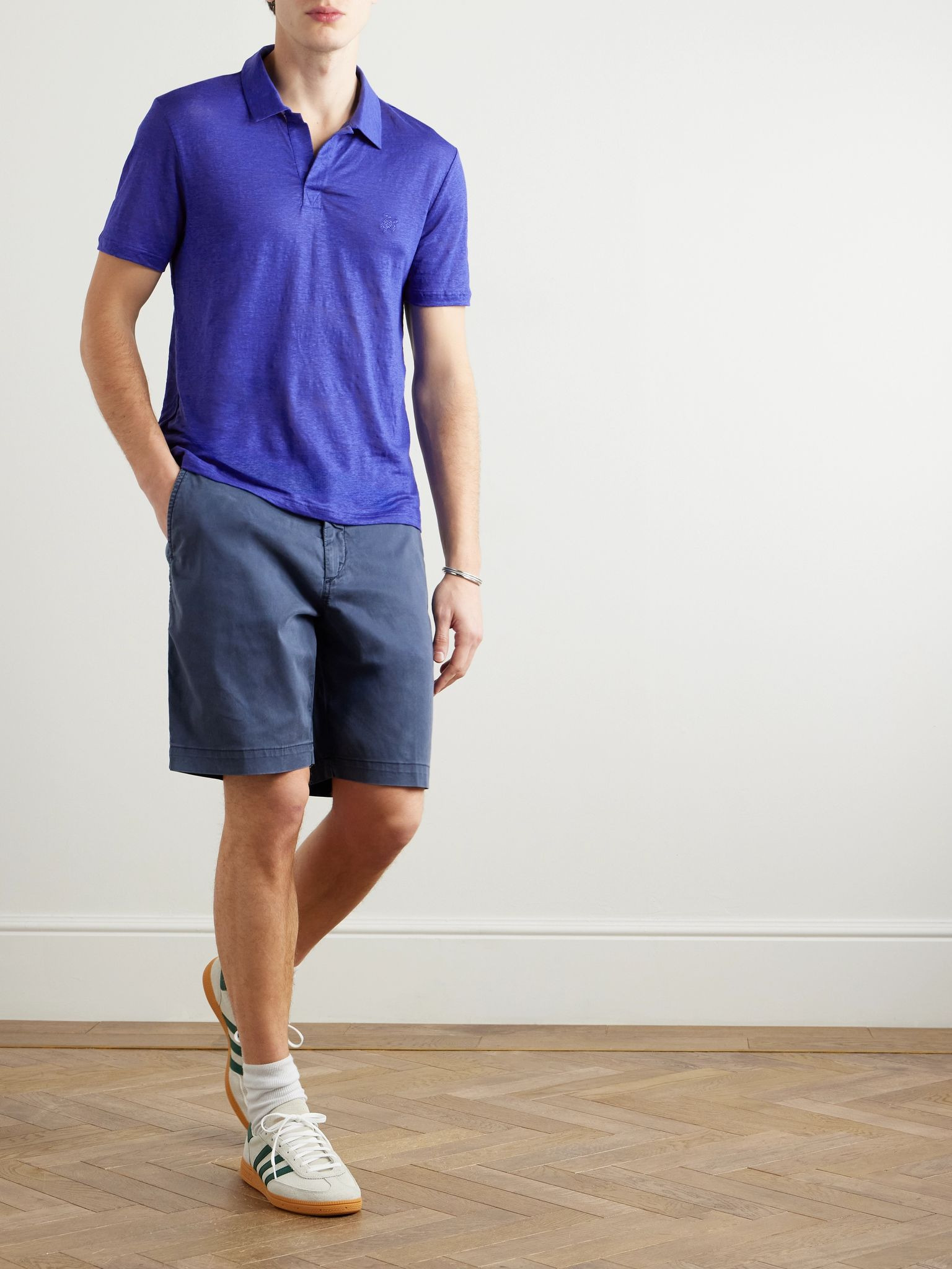 Pyramid Linen-Jersey Polo Shirt Blue - 2