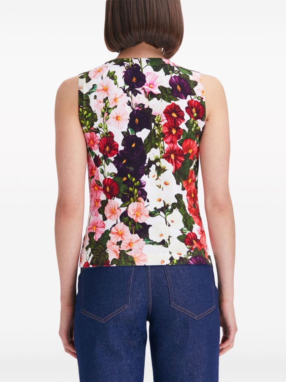 Hollyhocks floral-print tank top - 5