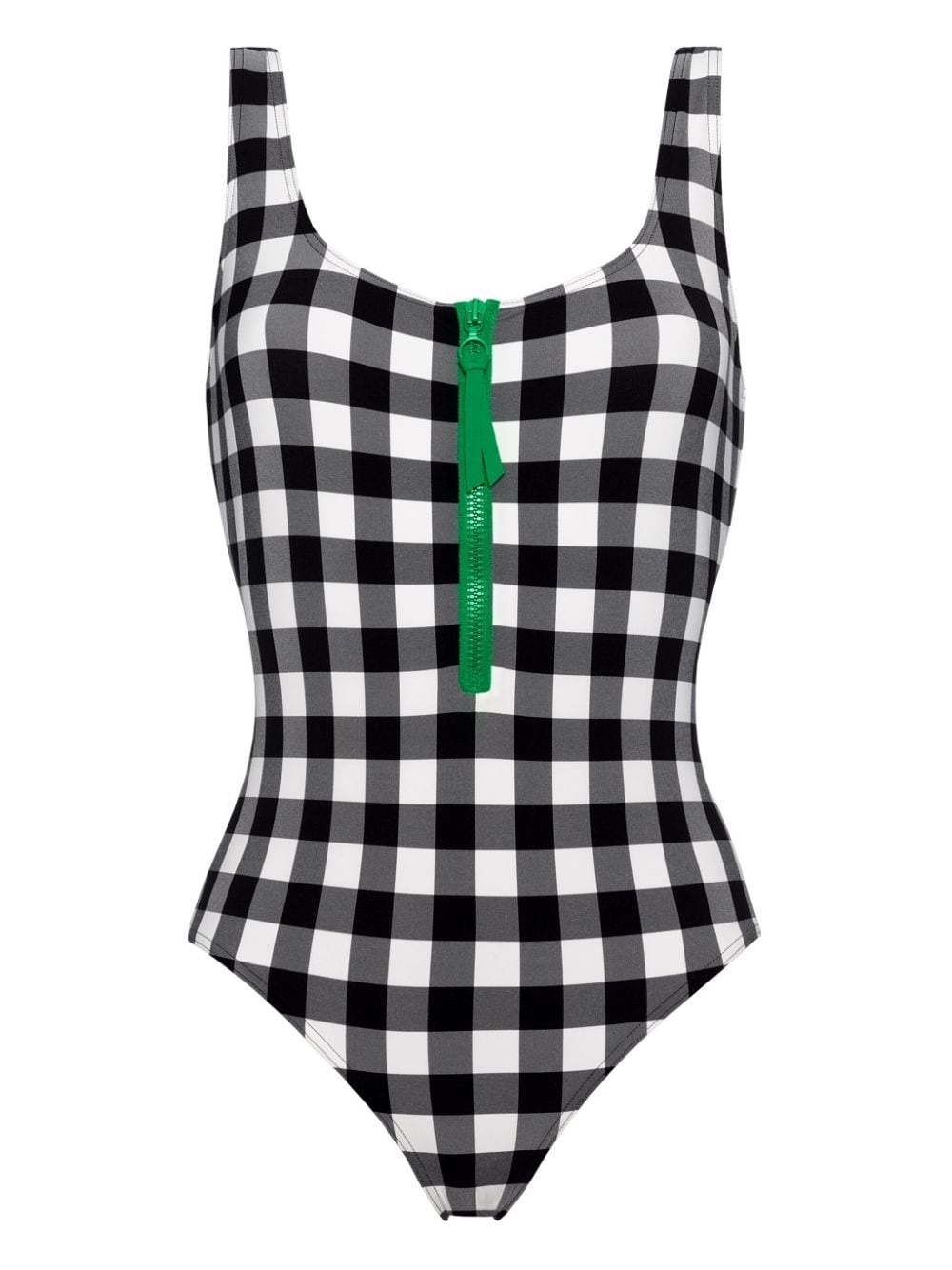 Funny check-print one-piece swimsuit - 1