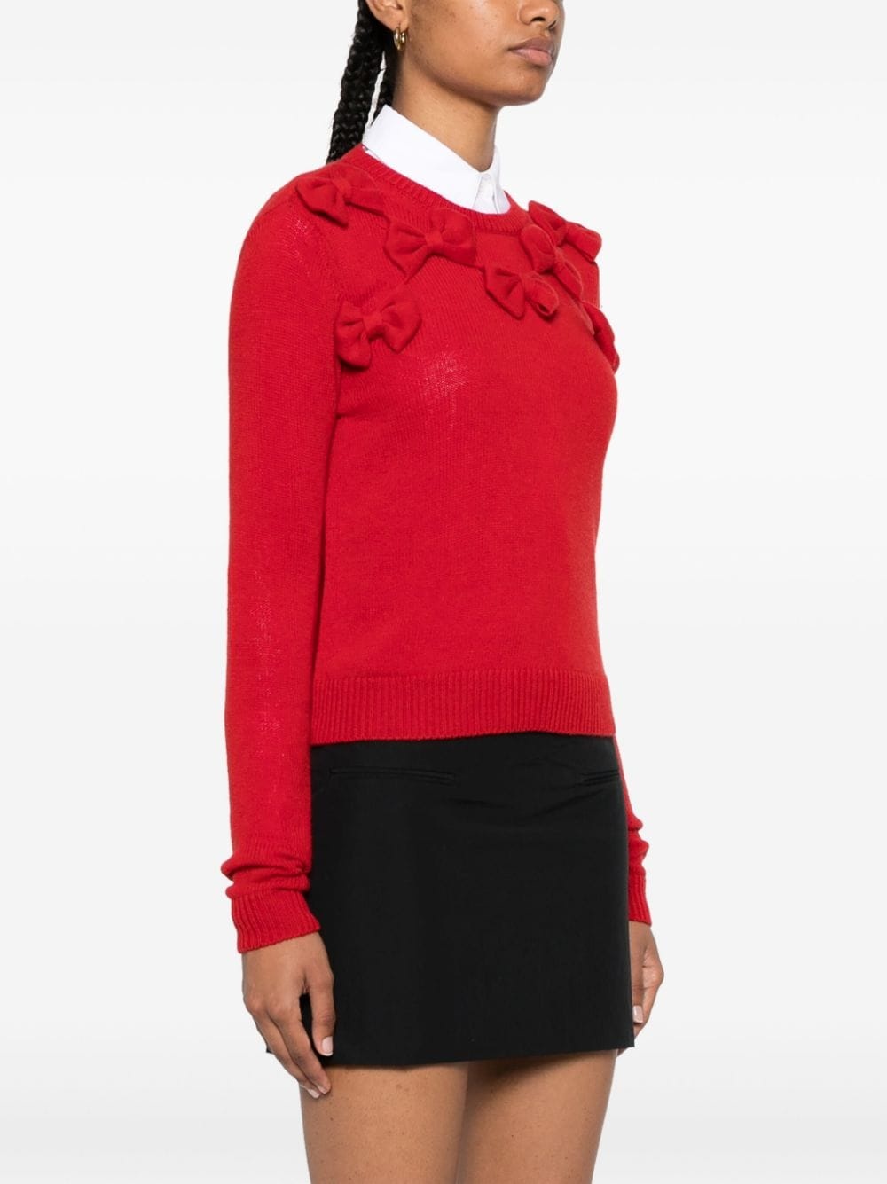 bow-embellished virgin wool jumper - 3