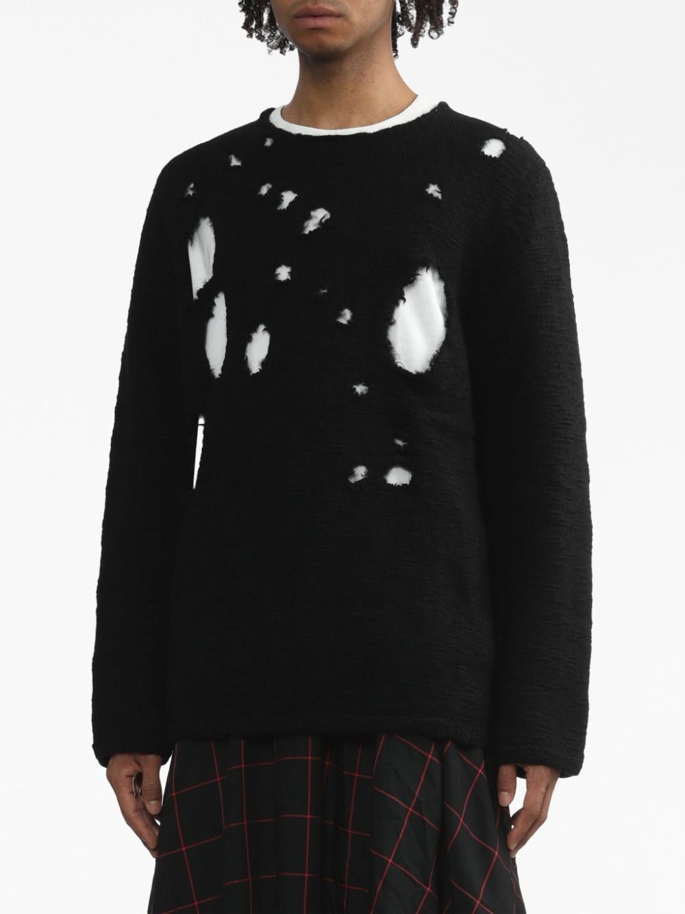 distressed-effect wool jumper - 4