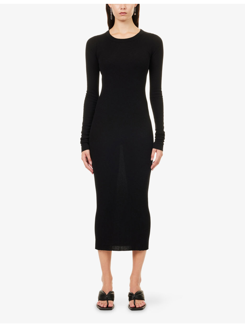 Slim-Fit Long-Sleeves Ribbed Wool-Blend Gown - 3