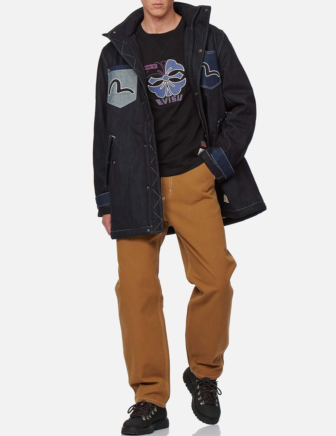 MULTI-POCKET DENIM PADDED COAT - 5