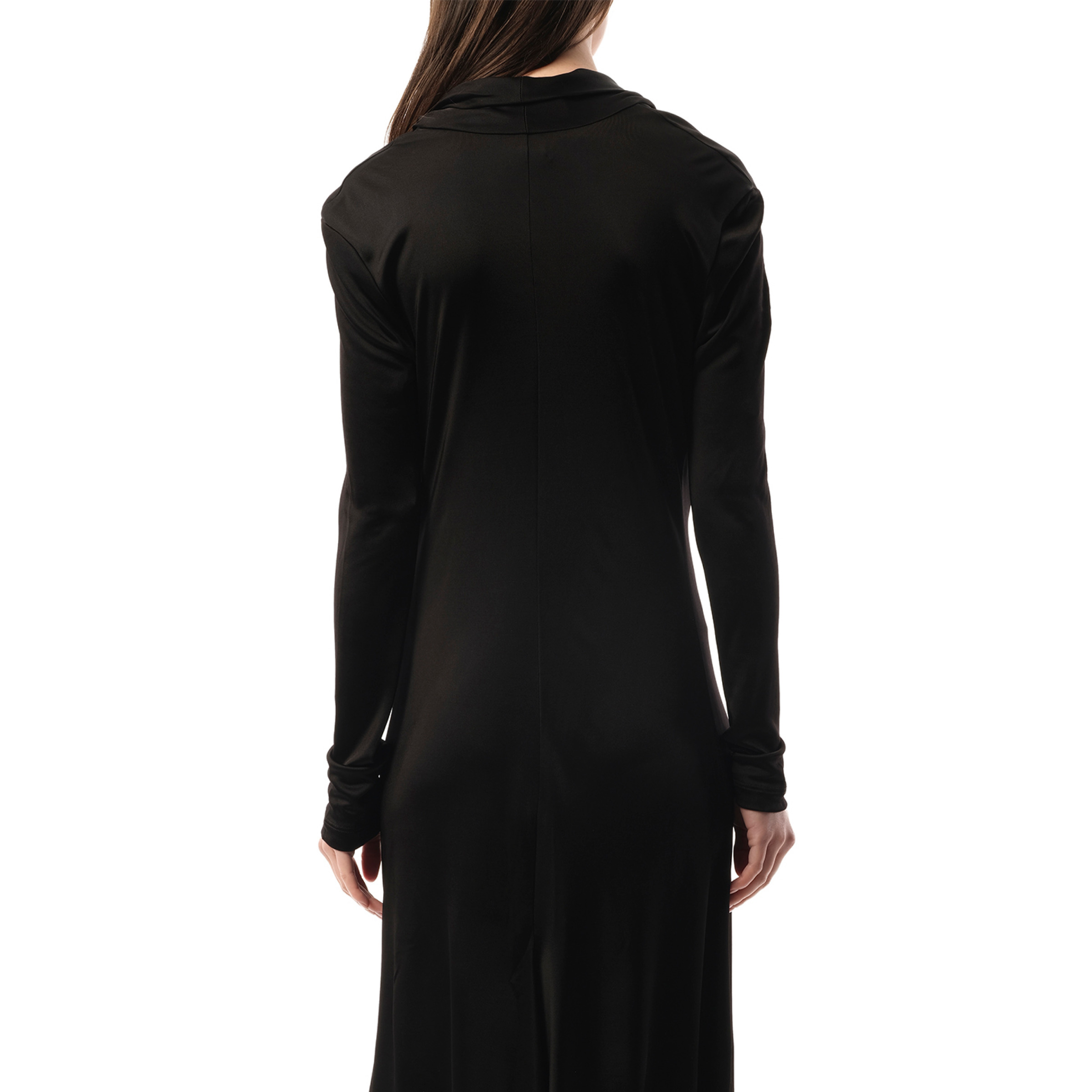 Cowl Liquid Dress in Black - 6