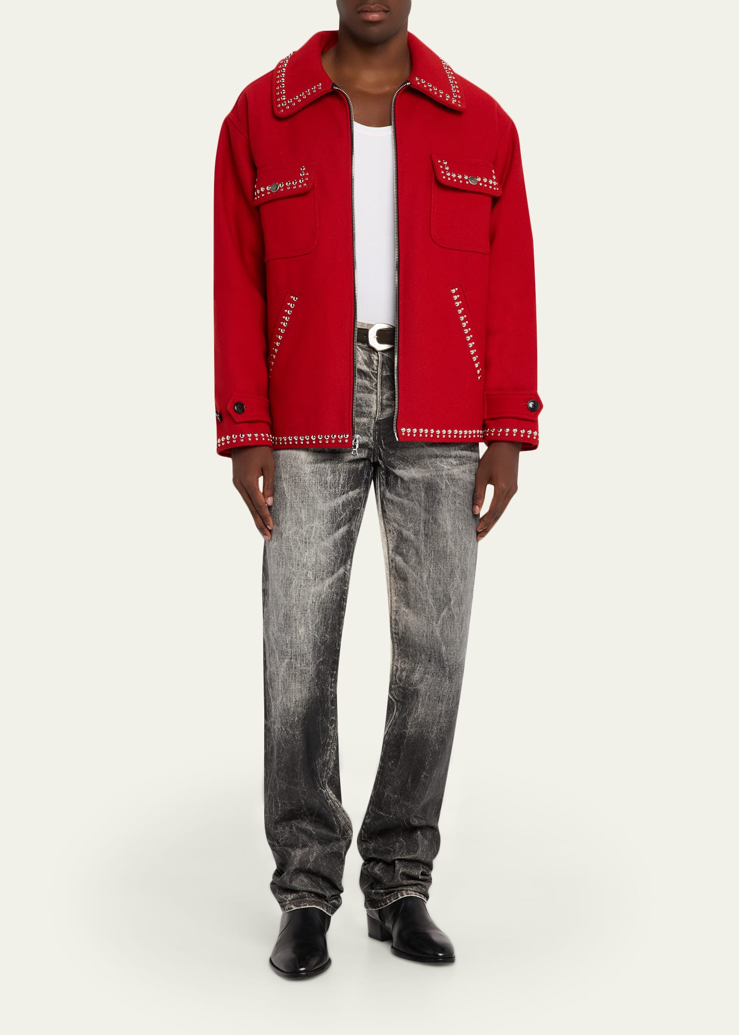 Men's Memphis Wool Studded Full-Zip Blouson - 2