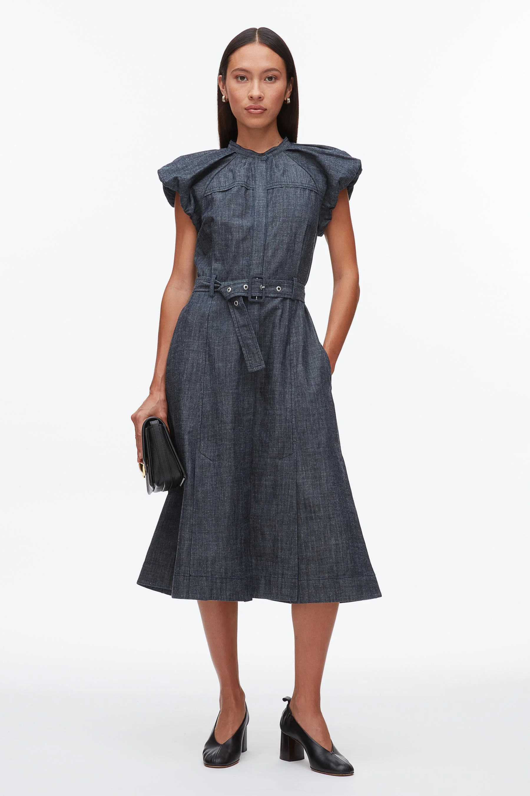 Denim Puff Sleeve Dress - 1