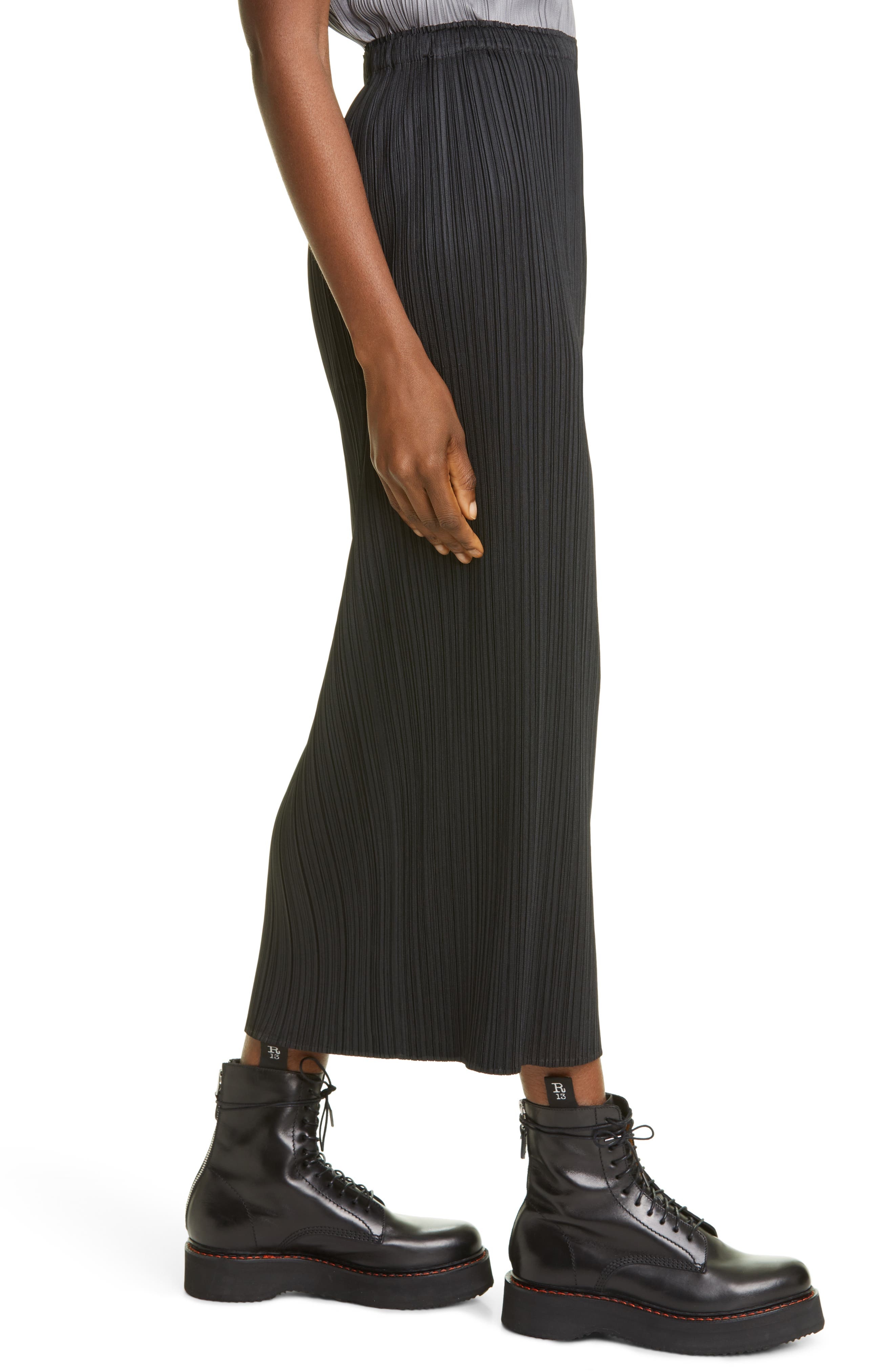 Pleats Please Issey Miyake Basics Pleated Midi Skirt in Black at Nordstrom - 3