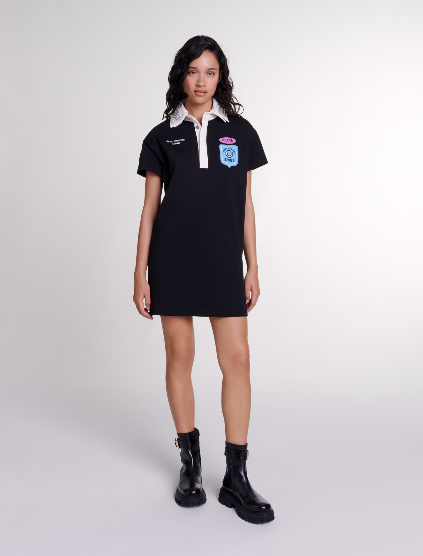 Embroidered rhinestone polo dress - 2
