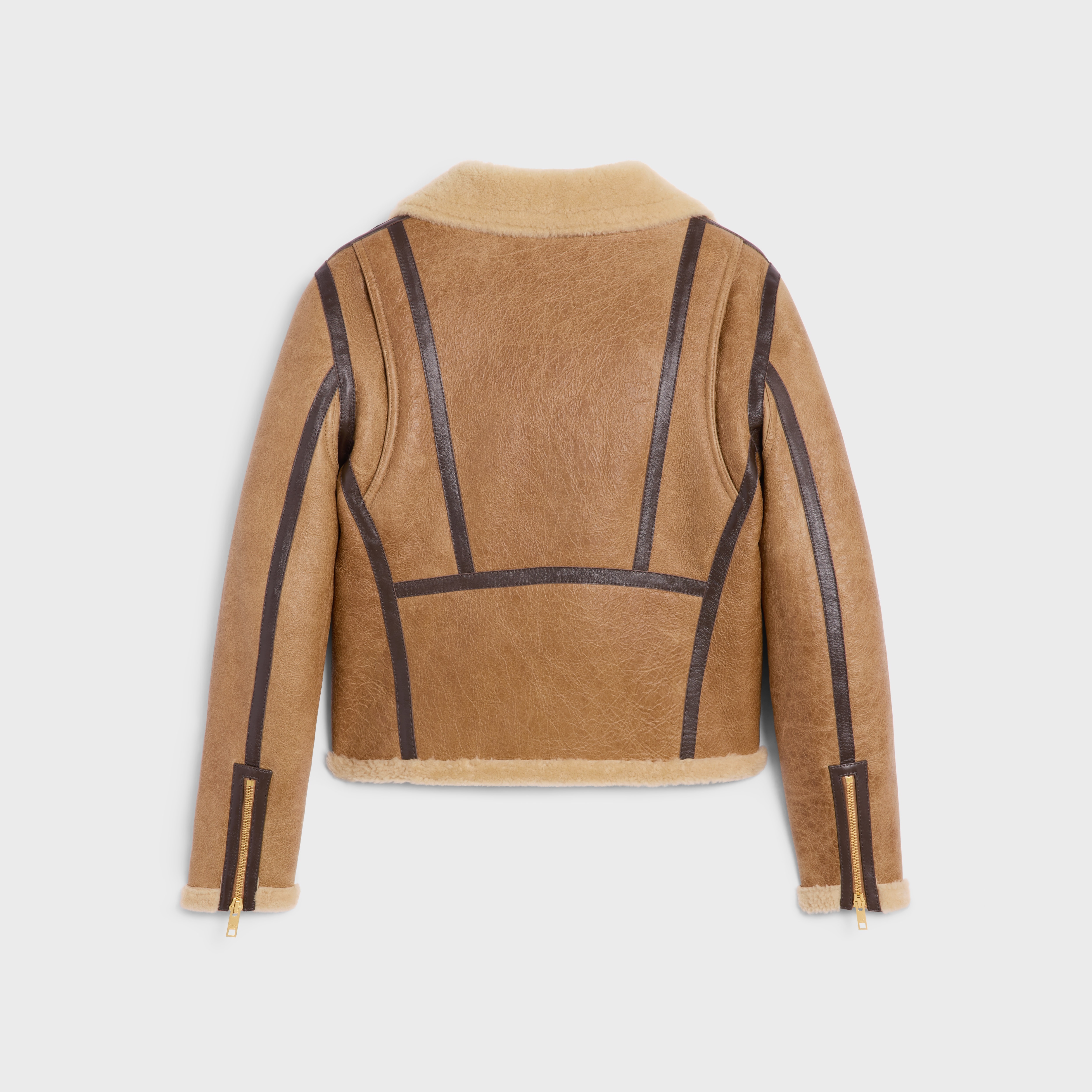 biker jacket in lambskin shearling - 2