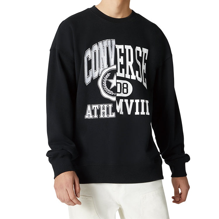Men's Converse Alphabet Logo Printing Round Neck Pullover Black 10018354-A03 - 3